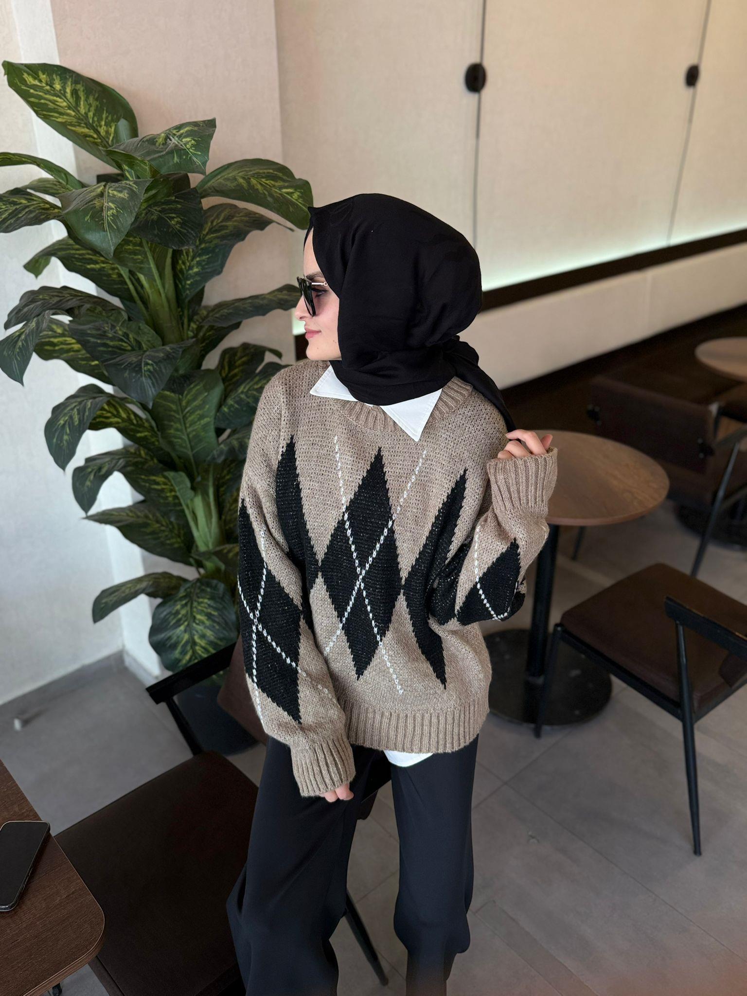 Marka Model Baklava Desen Triko - CAMEL