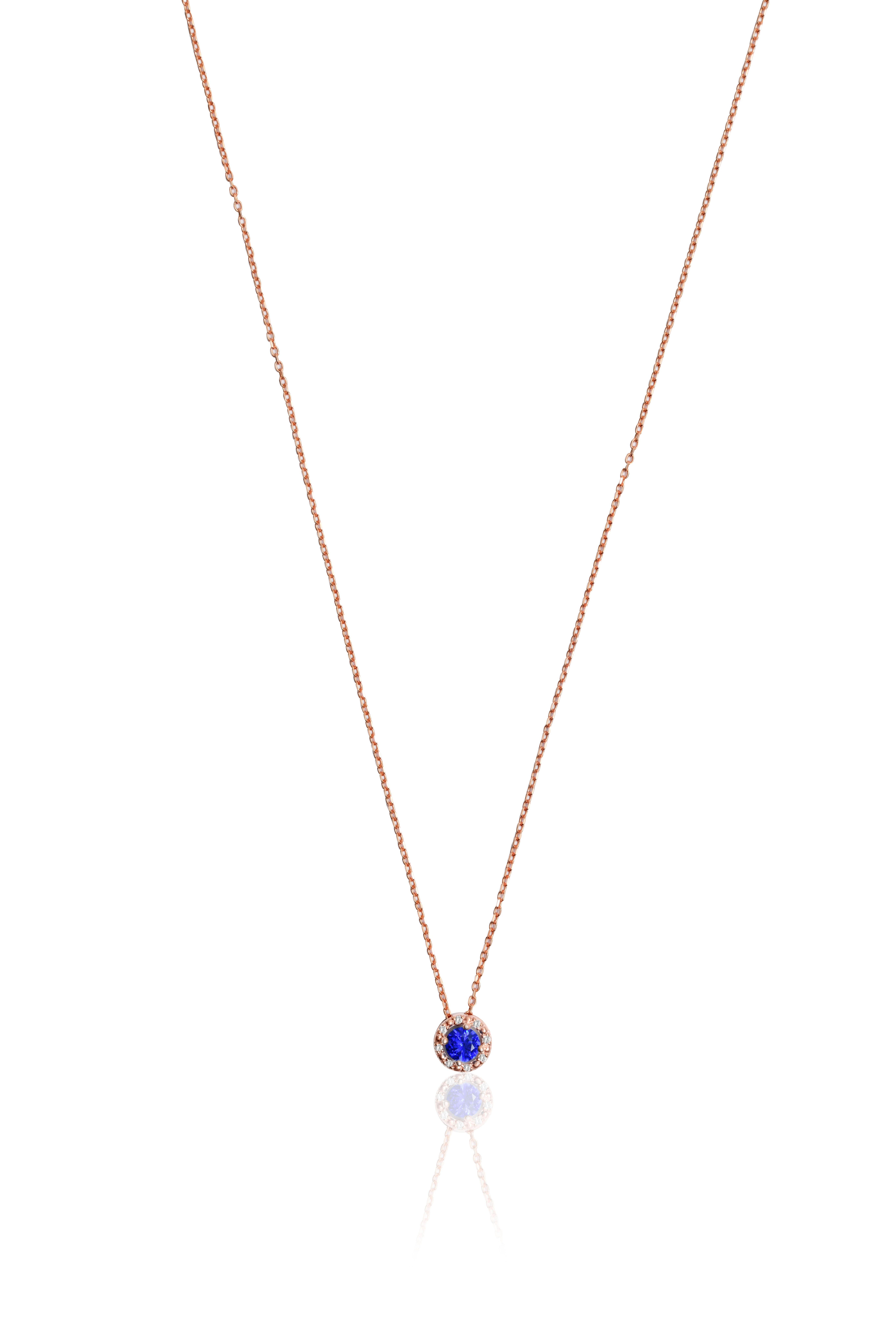 0.38 Carat Pırlanta Safir Kolye
