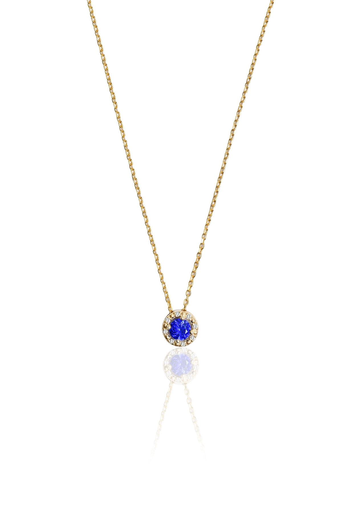 0.38 Carat Pırlanta Safir Kolye