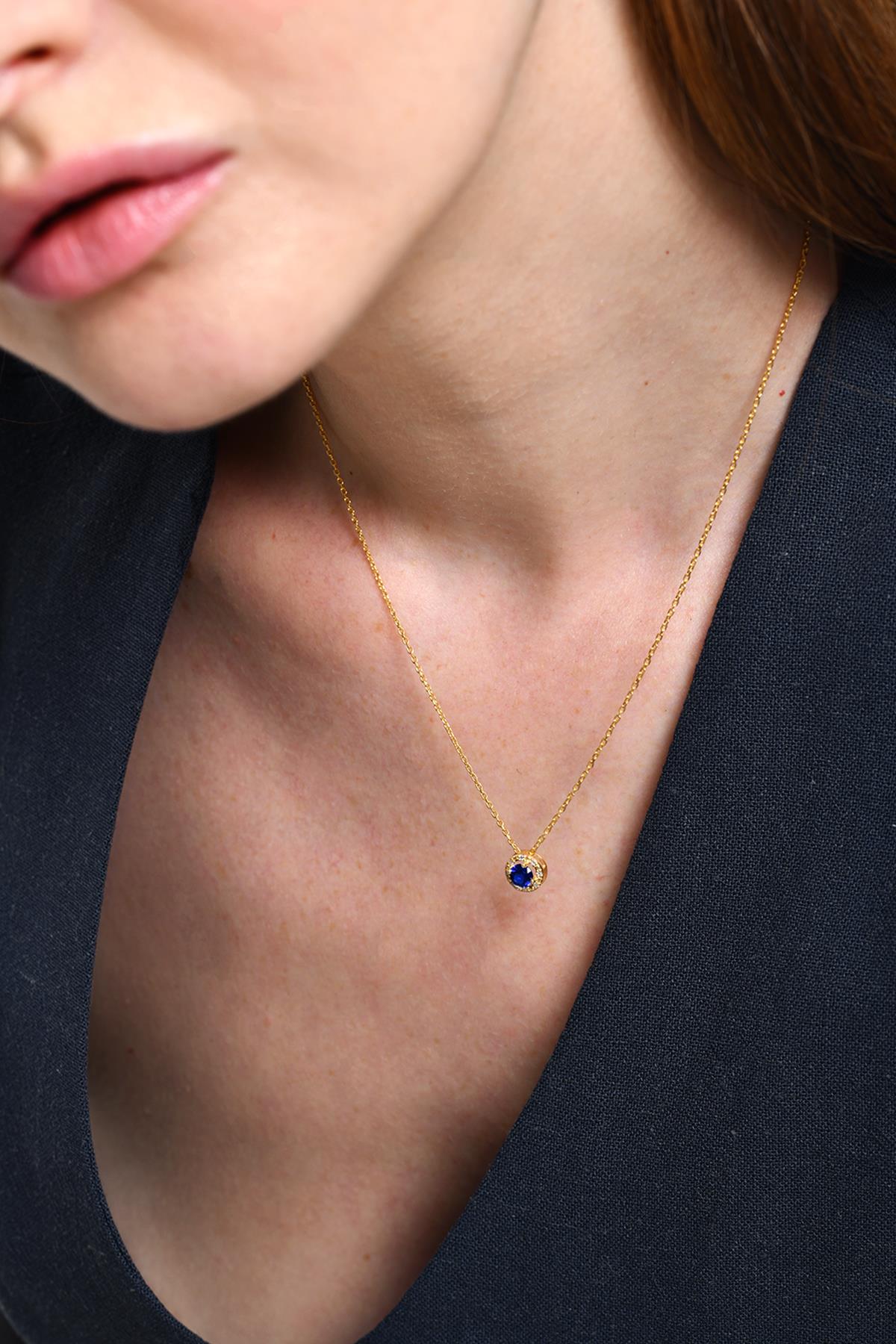 0.38 Carat Pırlanta Safir Kolye