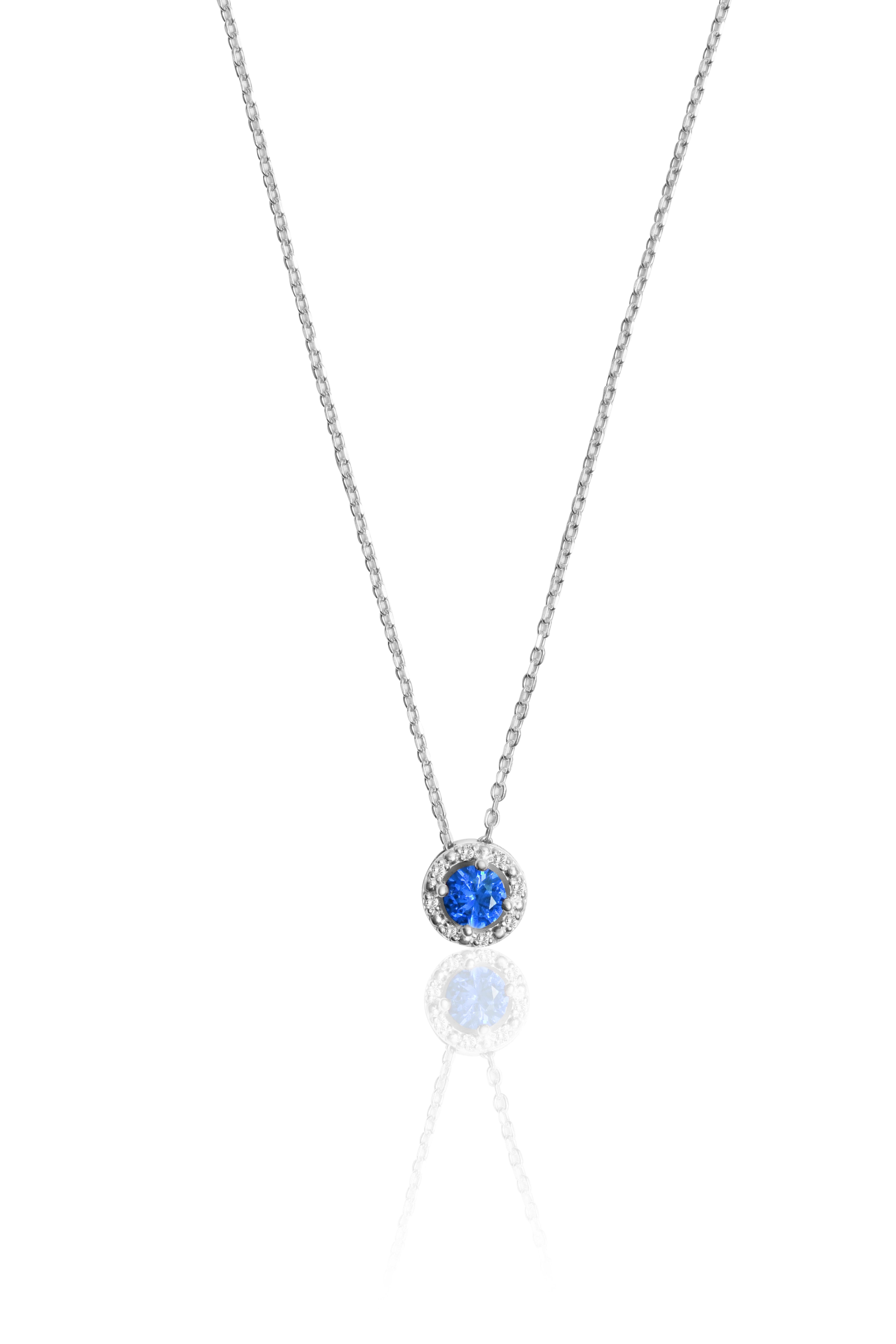 0.38 Carat Pırlanta Safir Kolye
