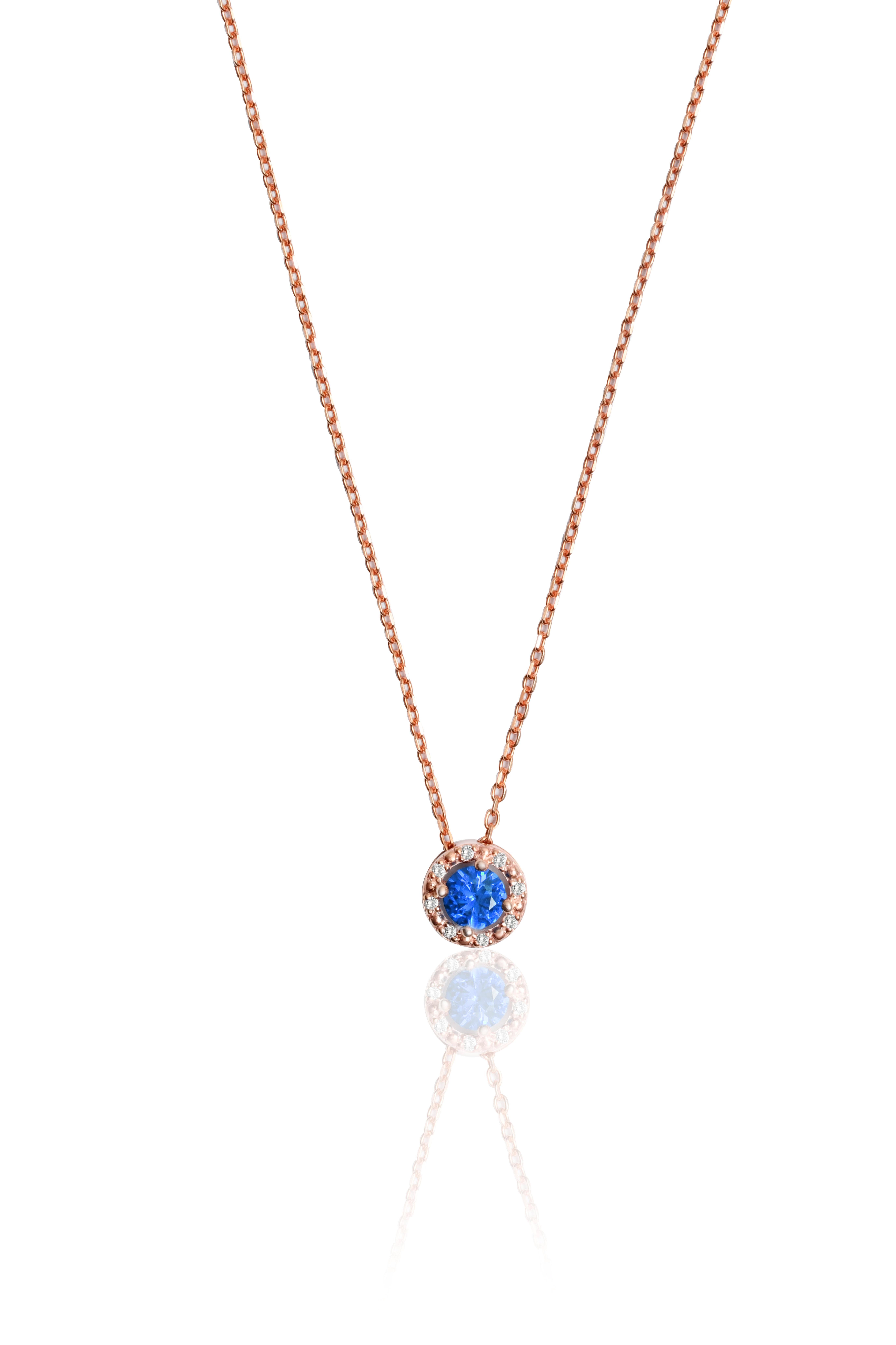 0.38 Carat Pırlanta Safir Kolye