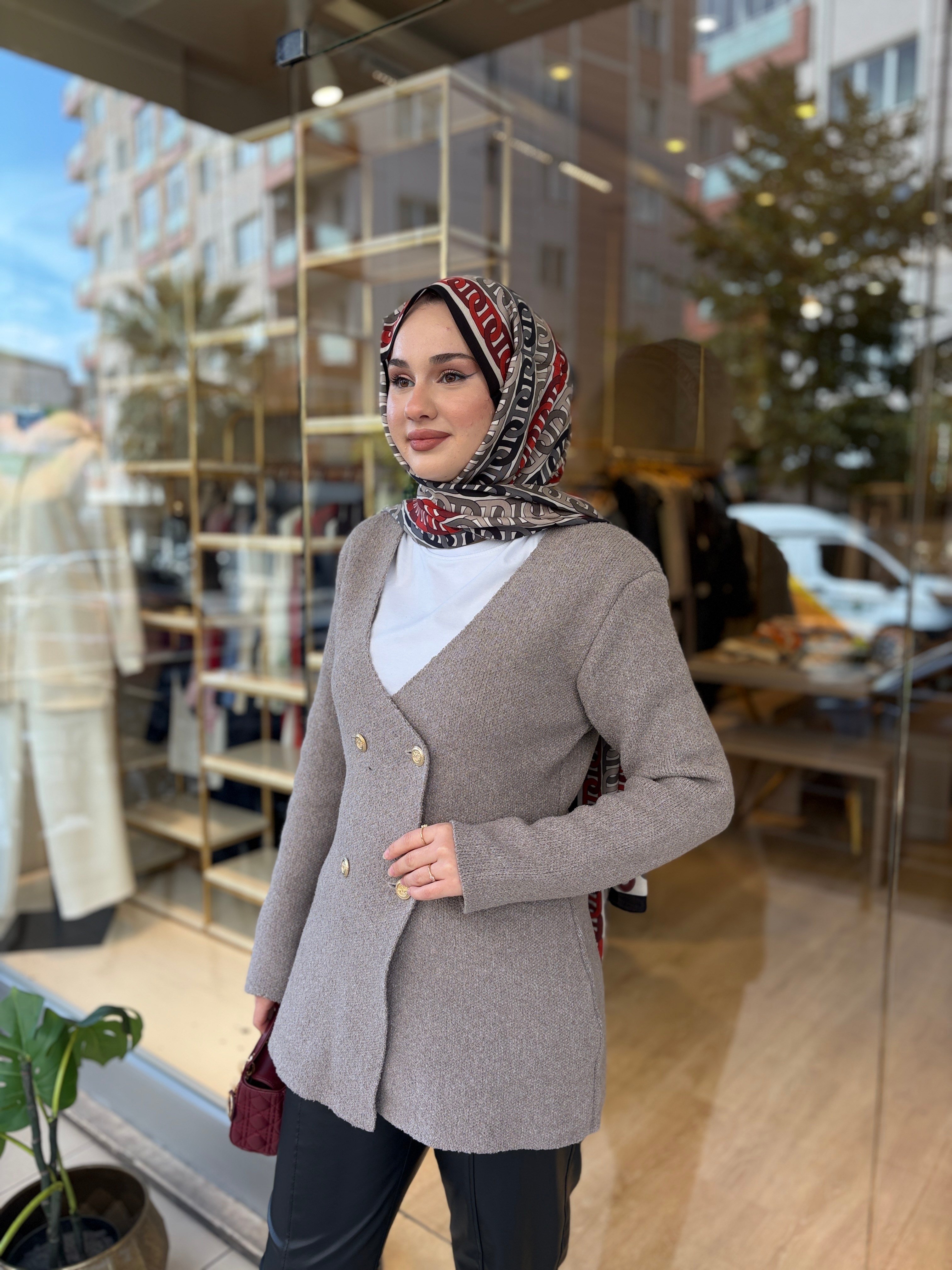 1921 LADY TRİKO ÇEKET VİZON