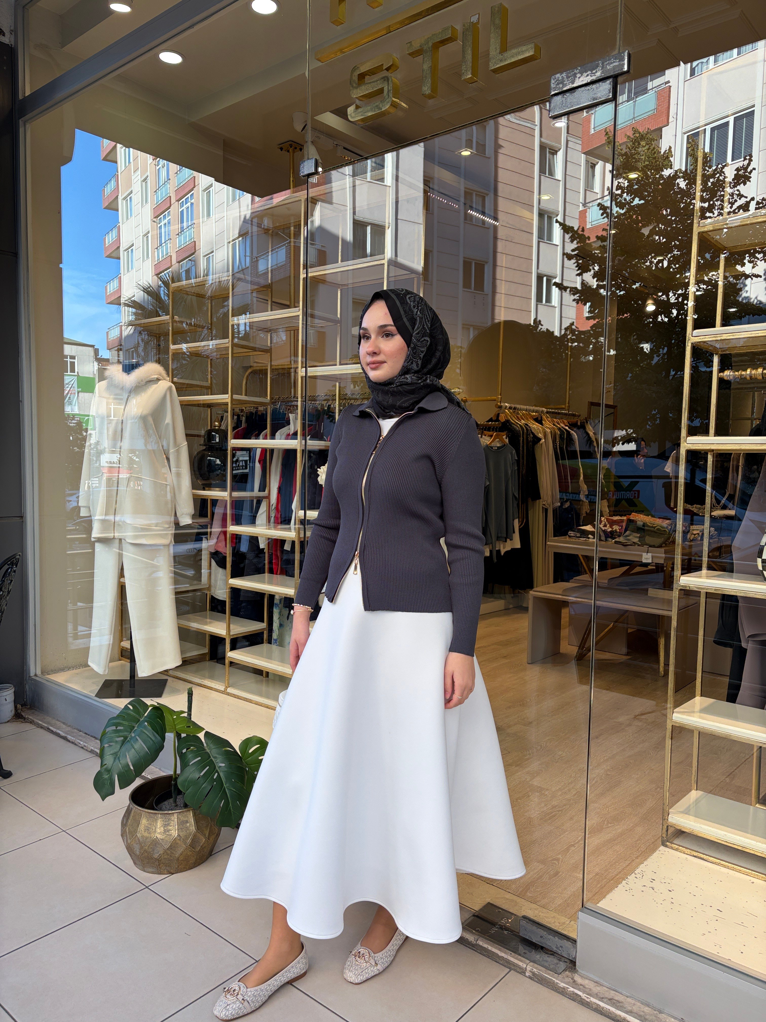 301 ÇİFT FERMUARLI TRİKO HIRKA ANTRASİT