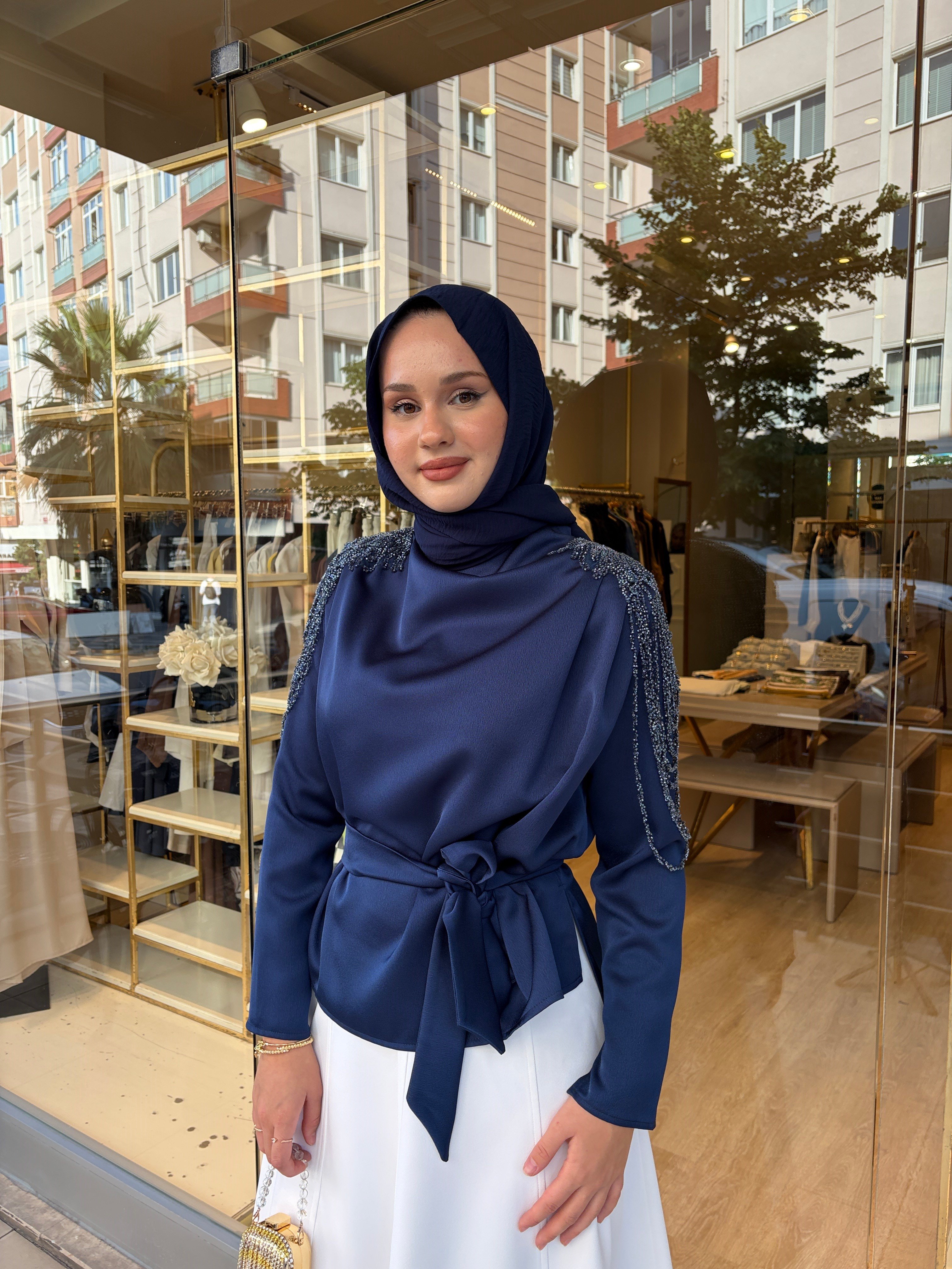 APOLET BLUZ LACİVERT