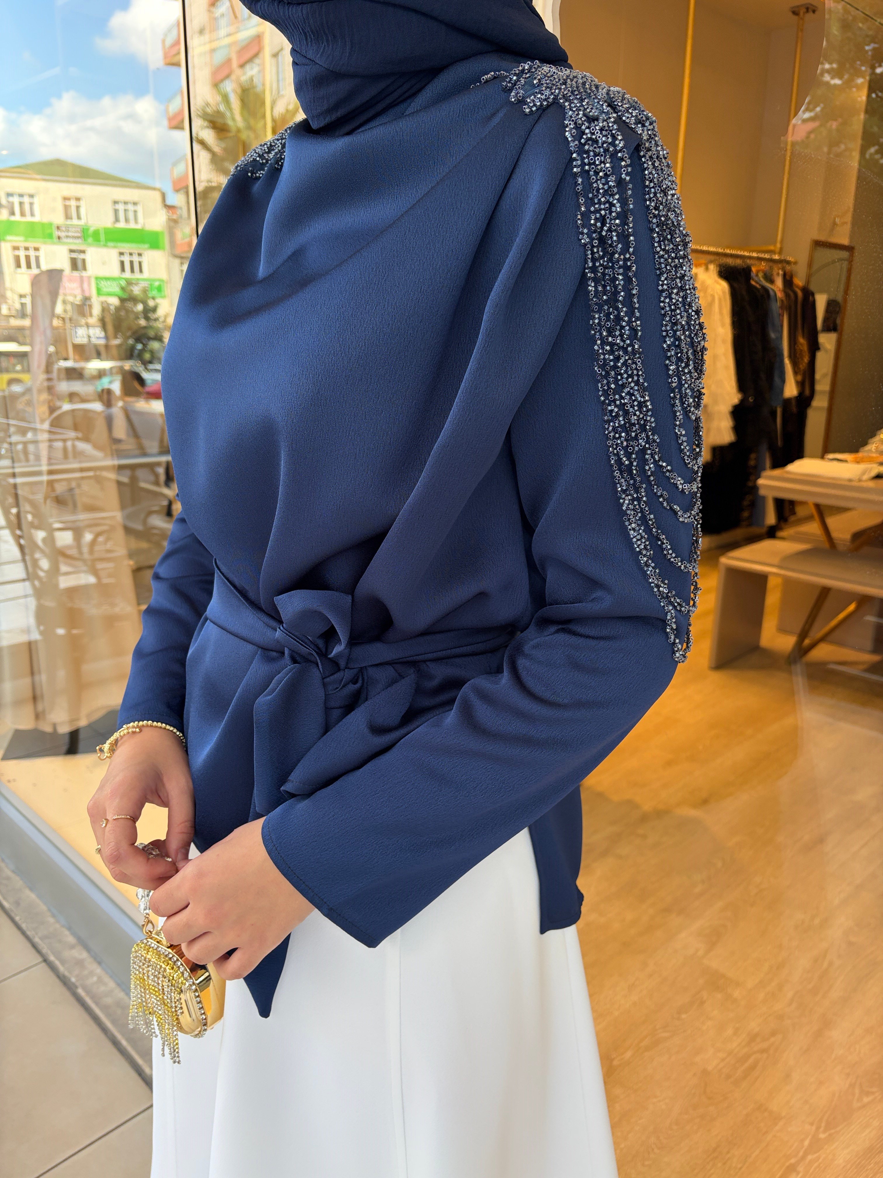 APOLET BLUZ LACİVERT
