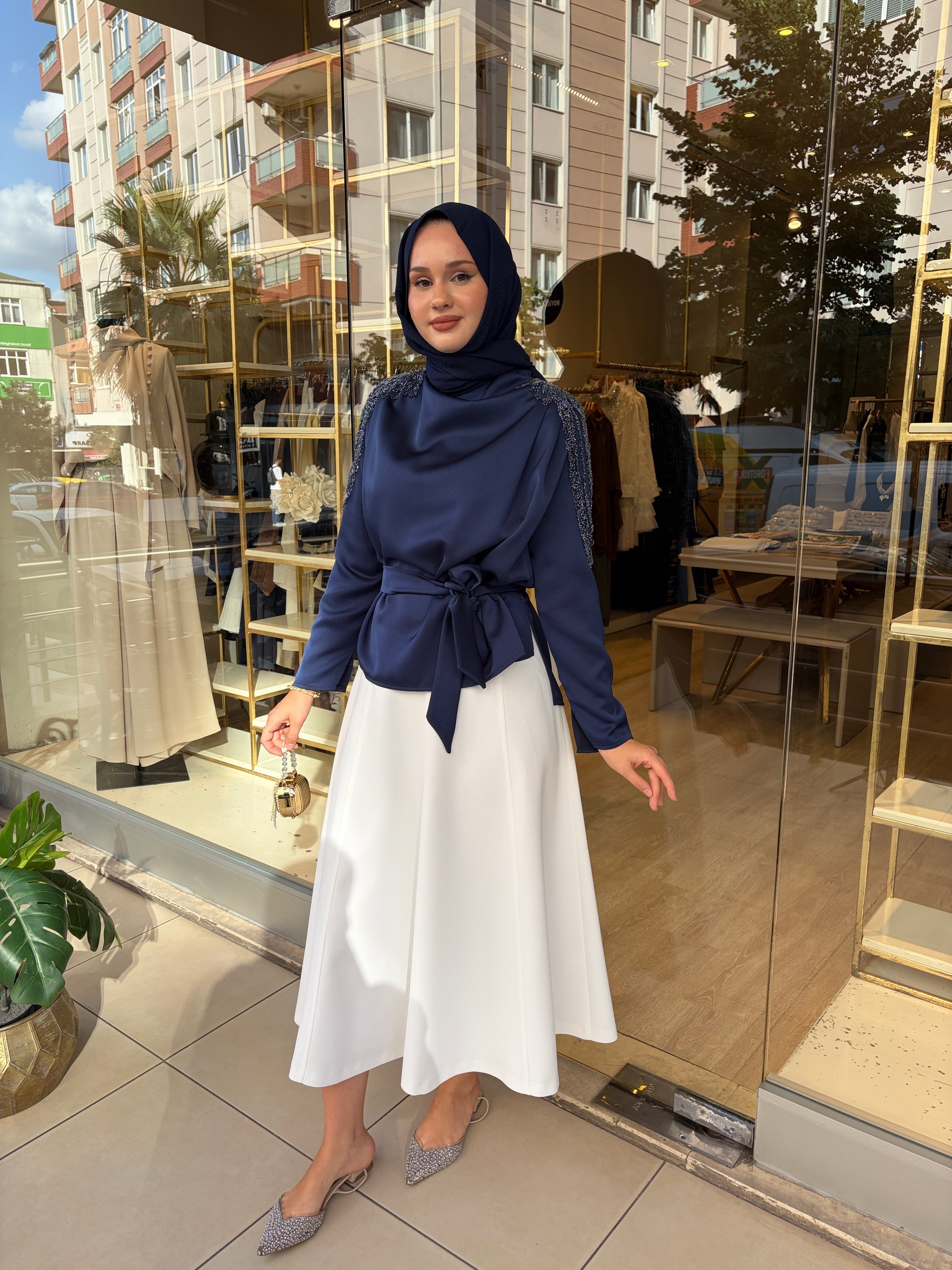 APOLET BLUZ LACİVERT