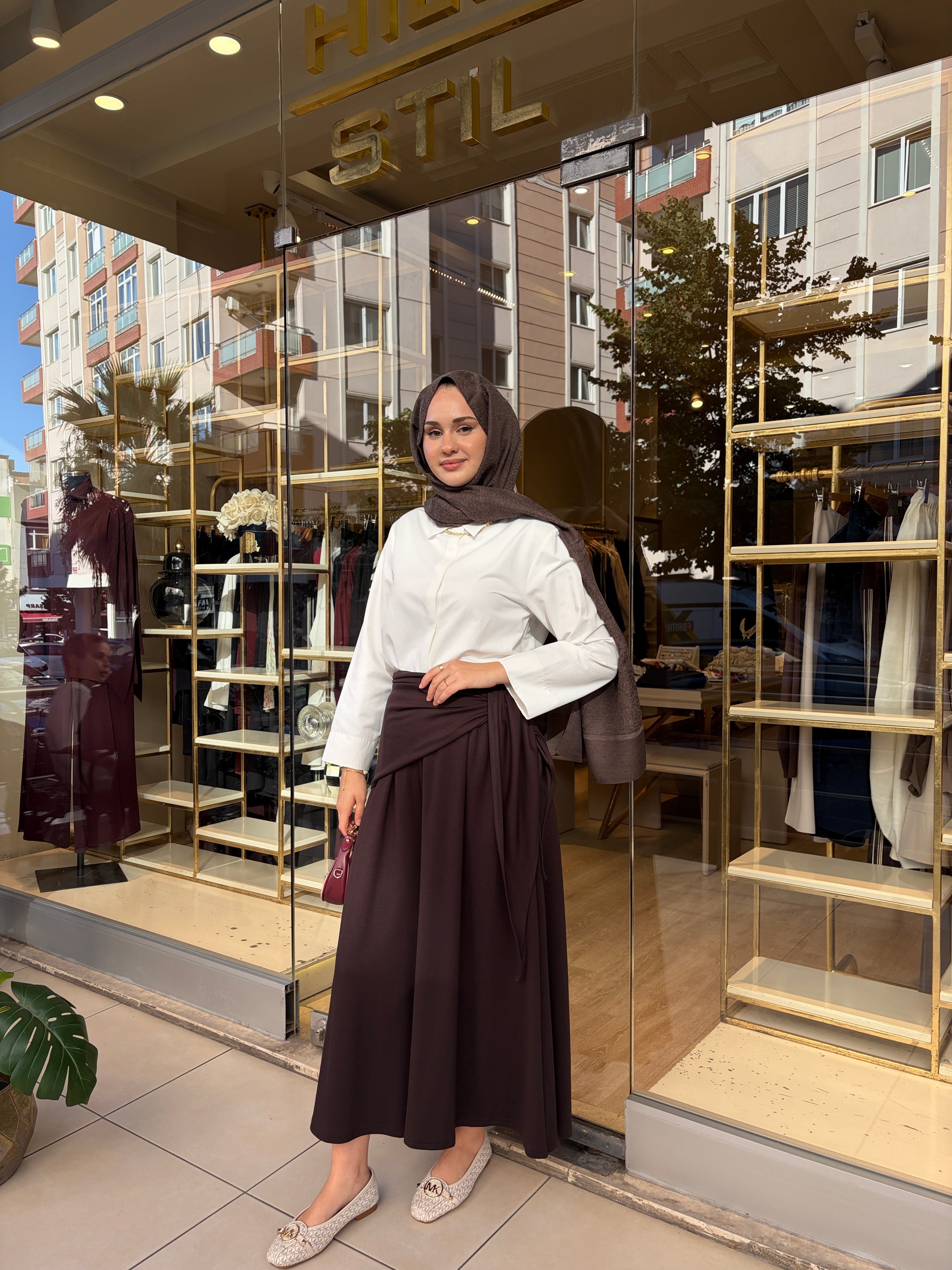 BASİC ÖRME PANTOLON KAHVERENGİ