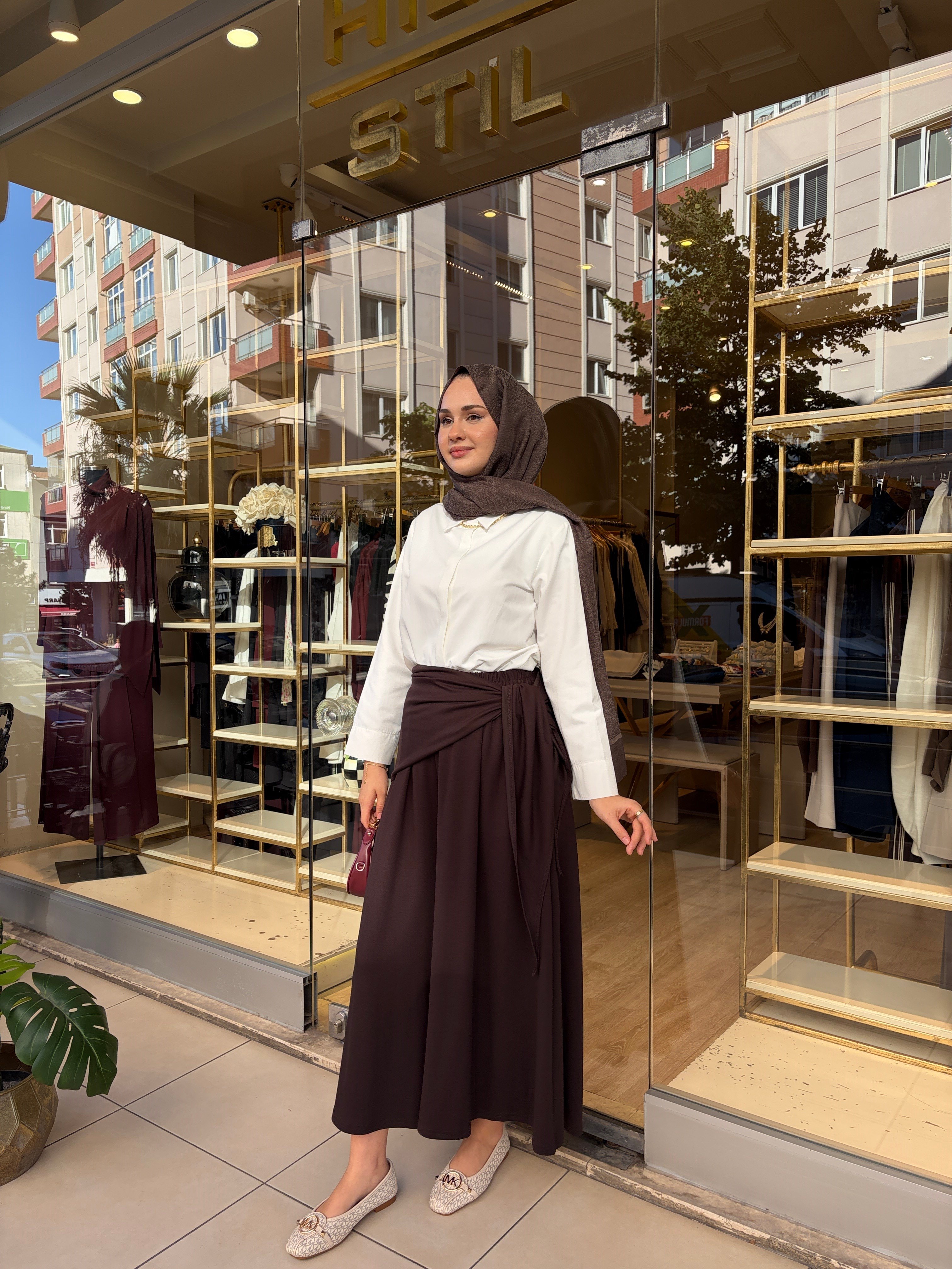 BASİC ÖRME PANTOLON KAHVERENGİ