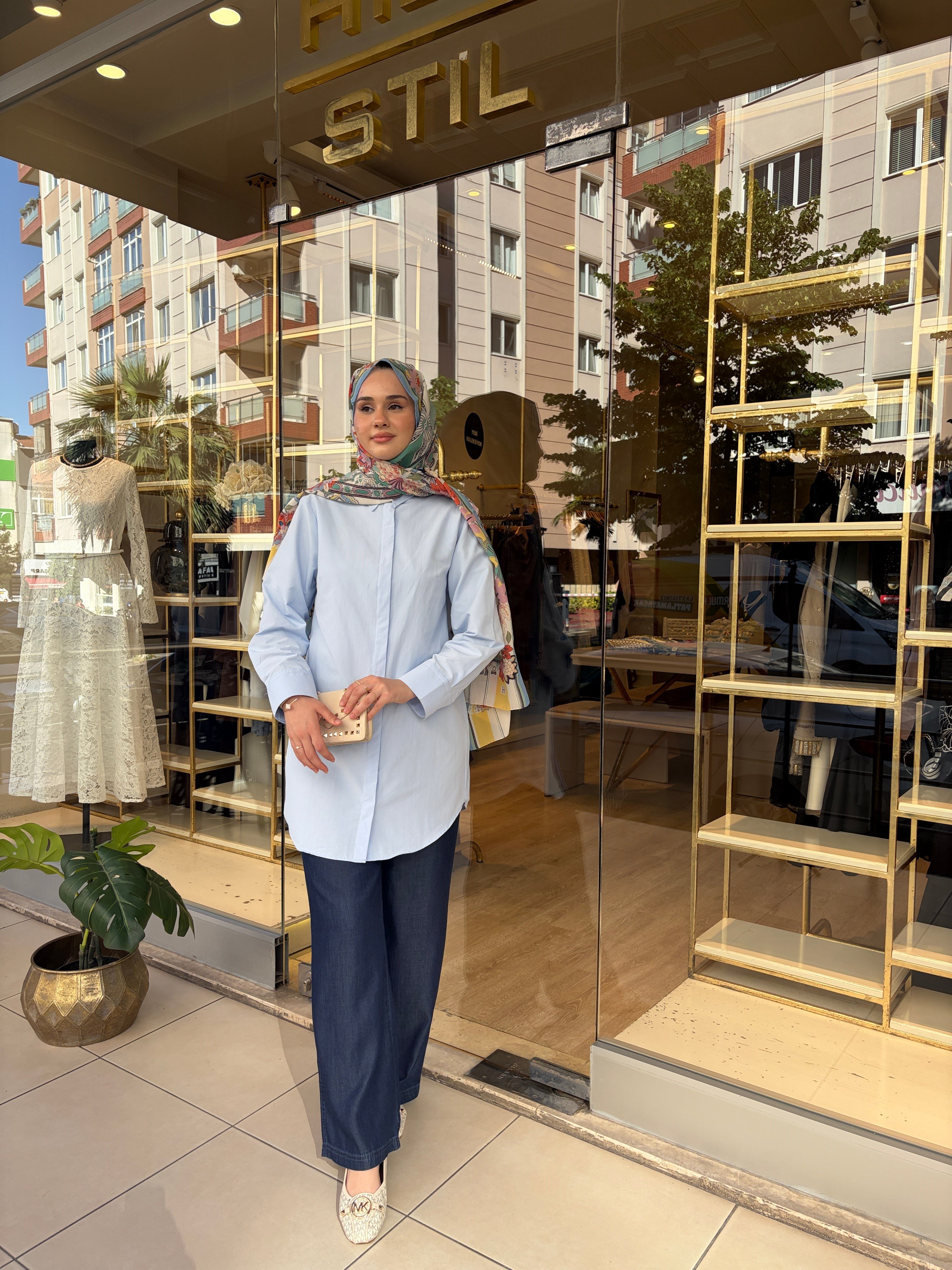BELİ LASTİKLİ TENSEL KOT PANTOLON