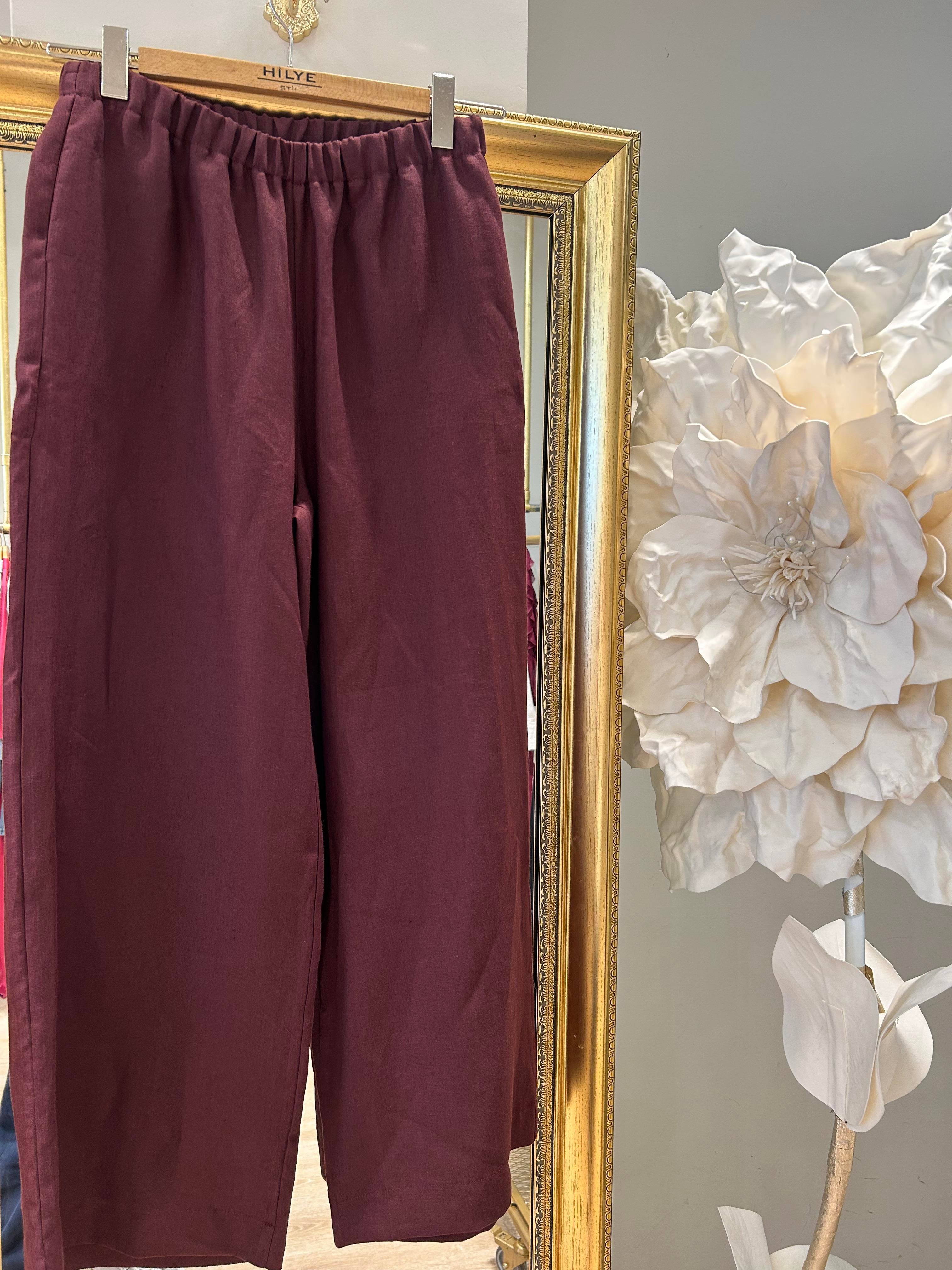 BORDO KETEN PANTOLON