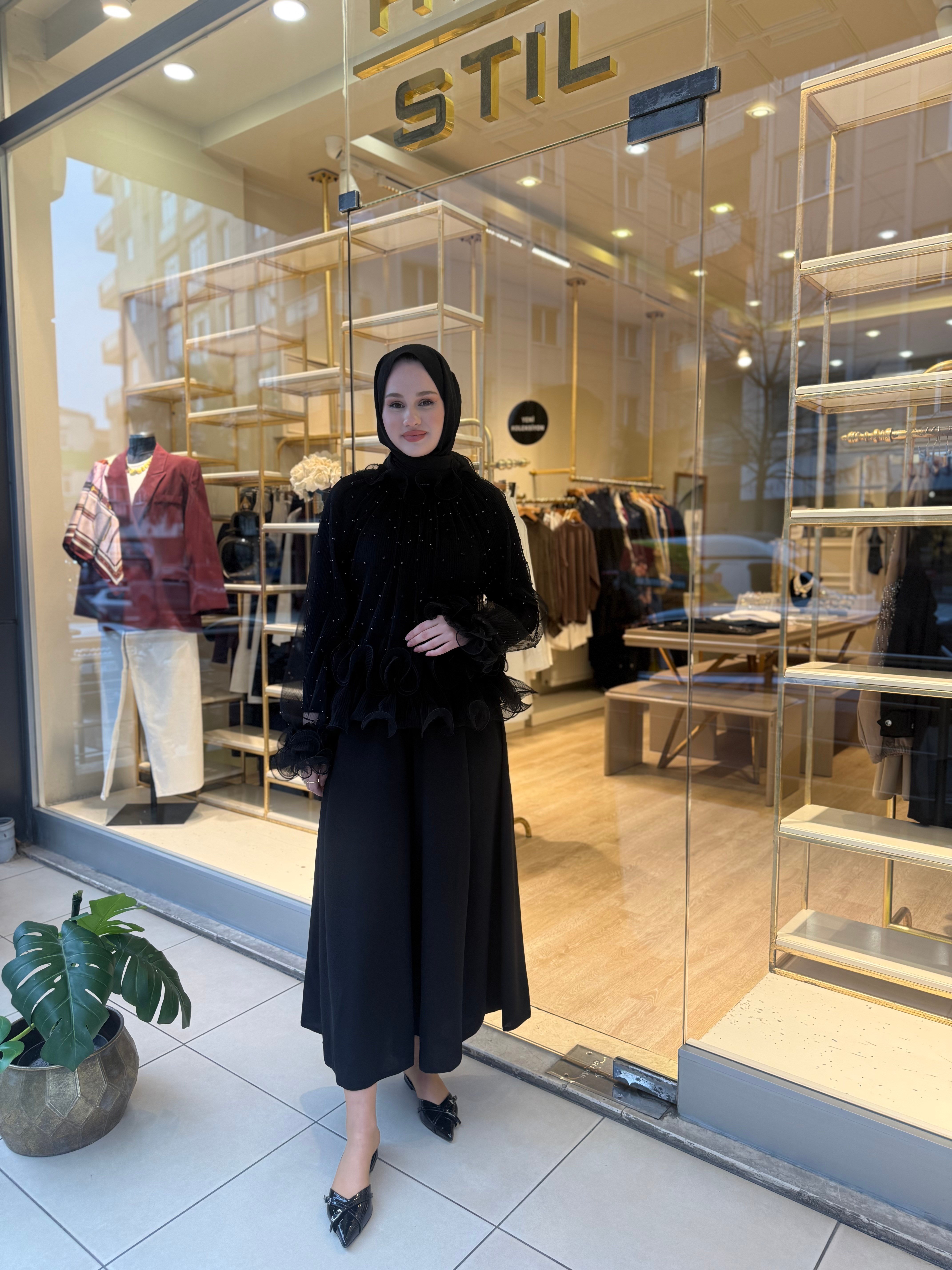 COMFY KREP PANTOLON ETEK SİYAH