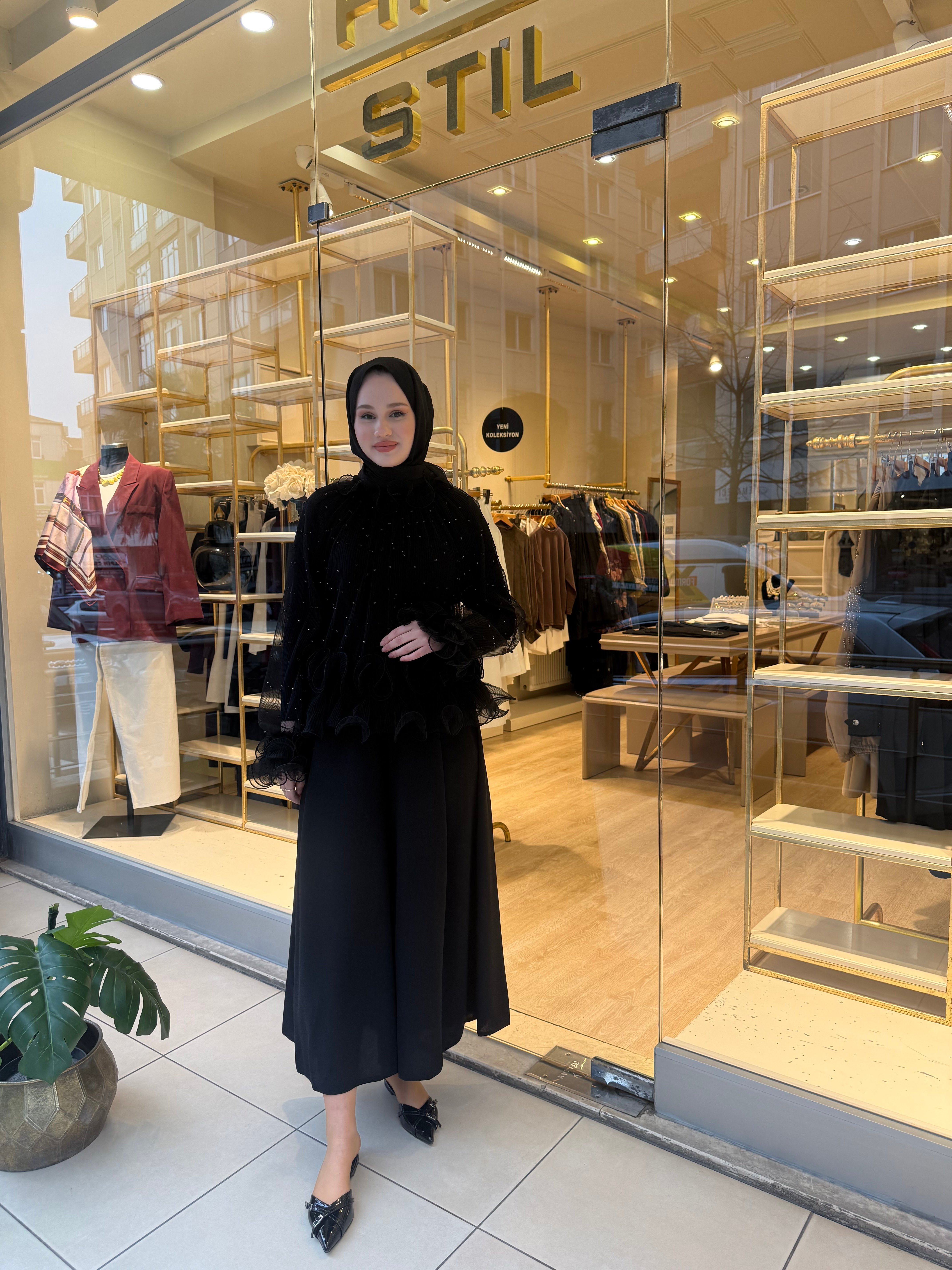COMFY KREP PANTOLON ETEK SİYAH