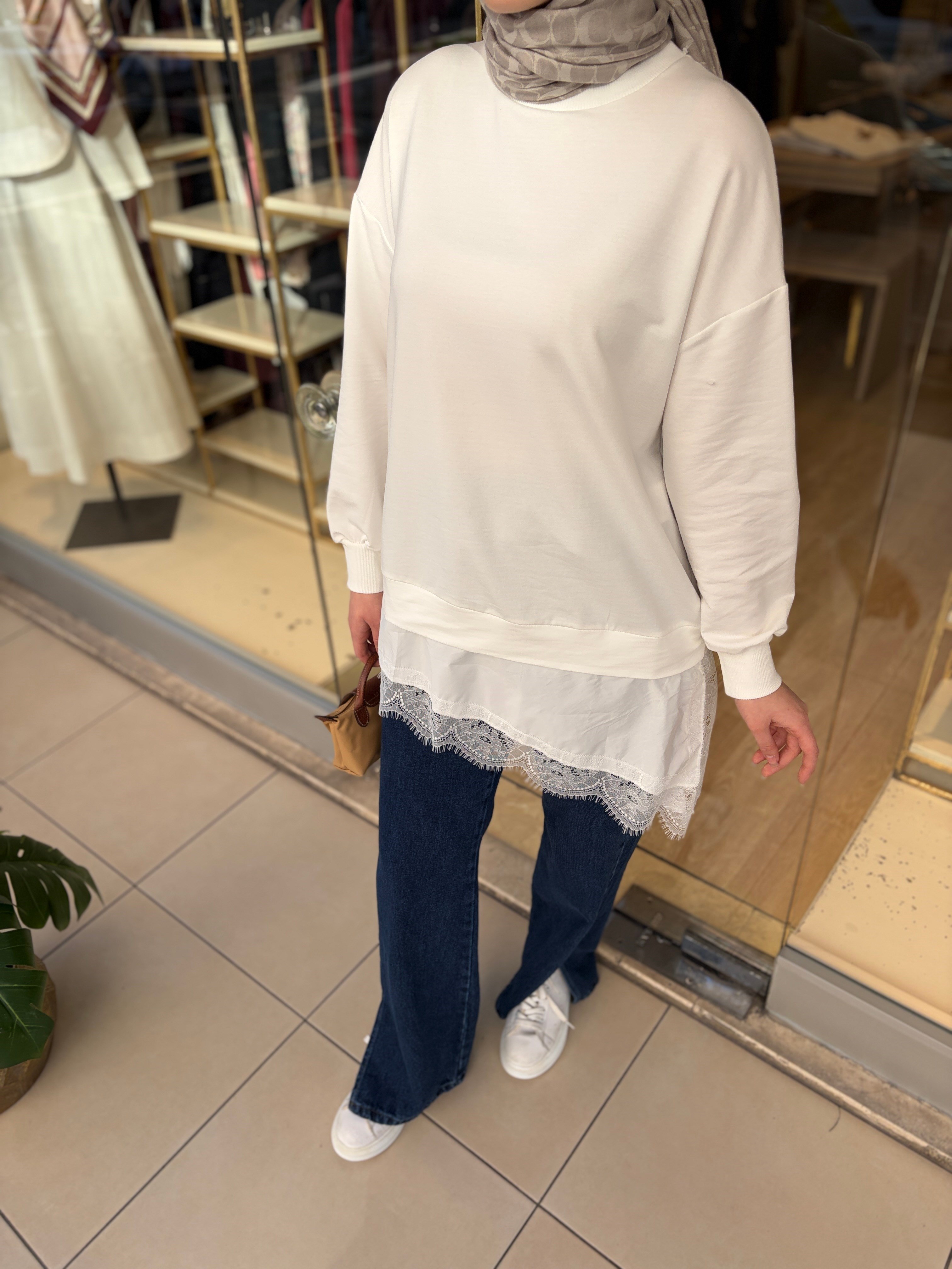 DANTELLİ SWEAT BEYAZ