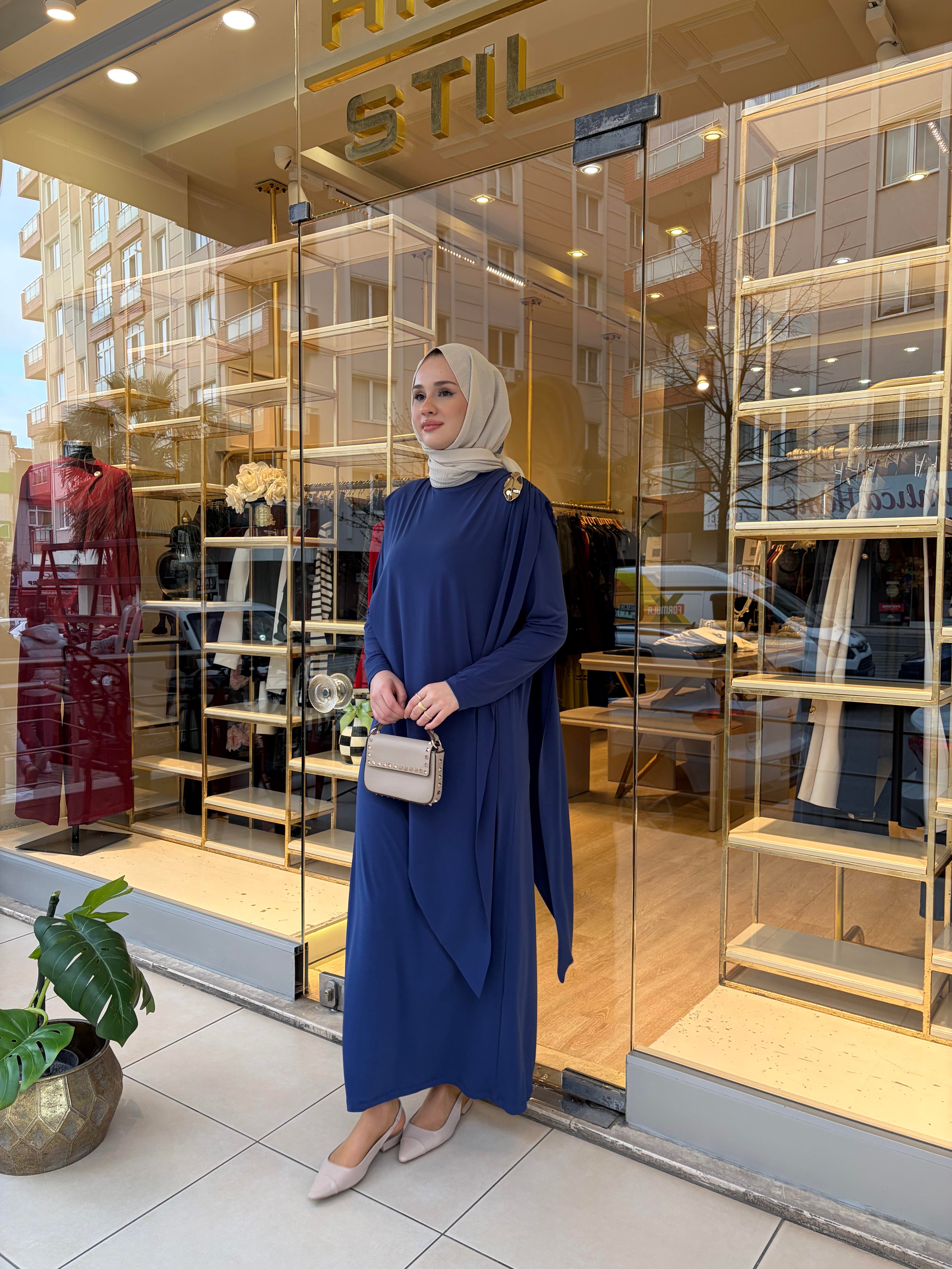 DOHA ELBİSE LACİVERT
