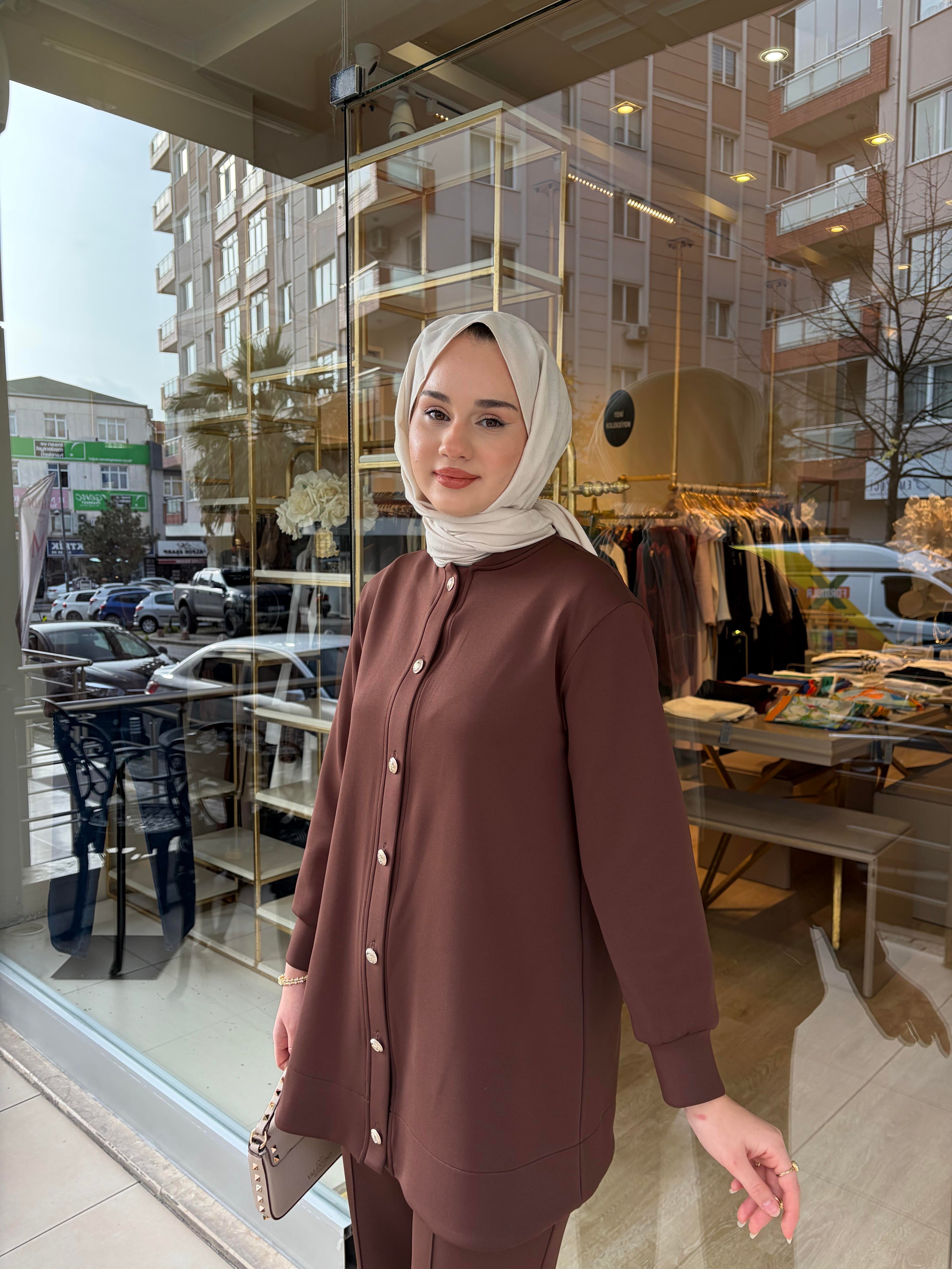 DÜĞMELİ SCUBA CEKET KAHVERENGİ 