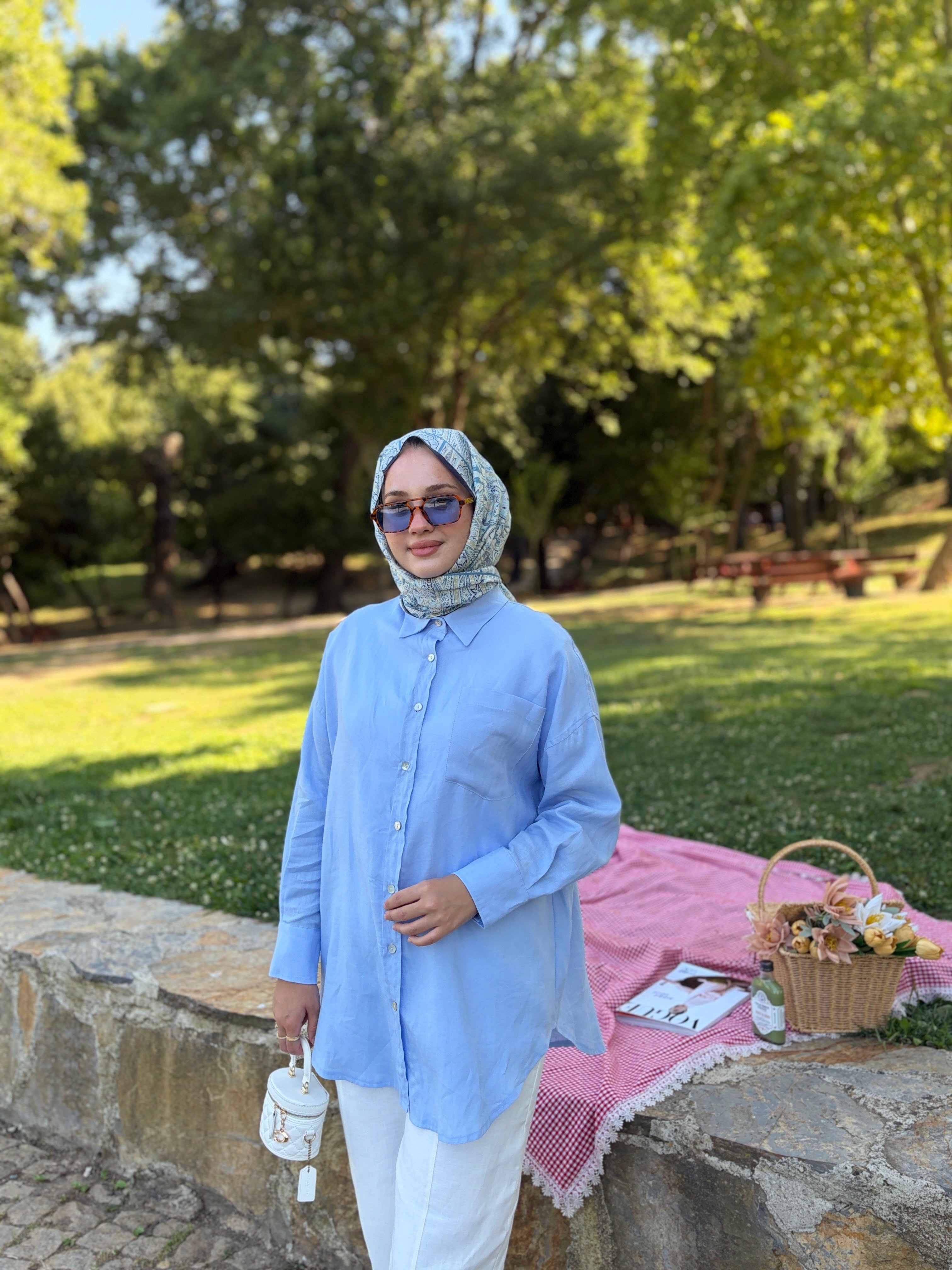 Eliza Keten Gömlek AÇIK MAVİ