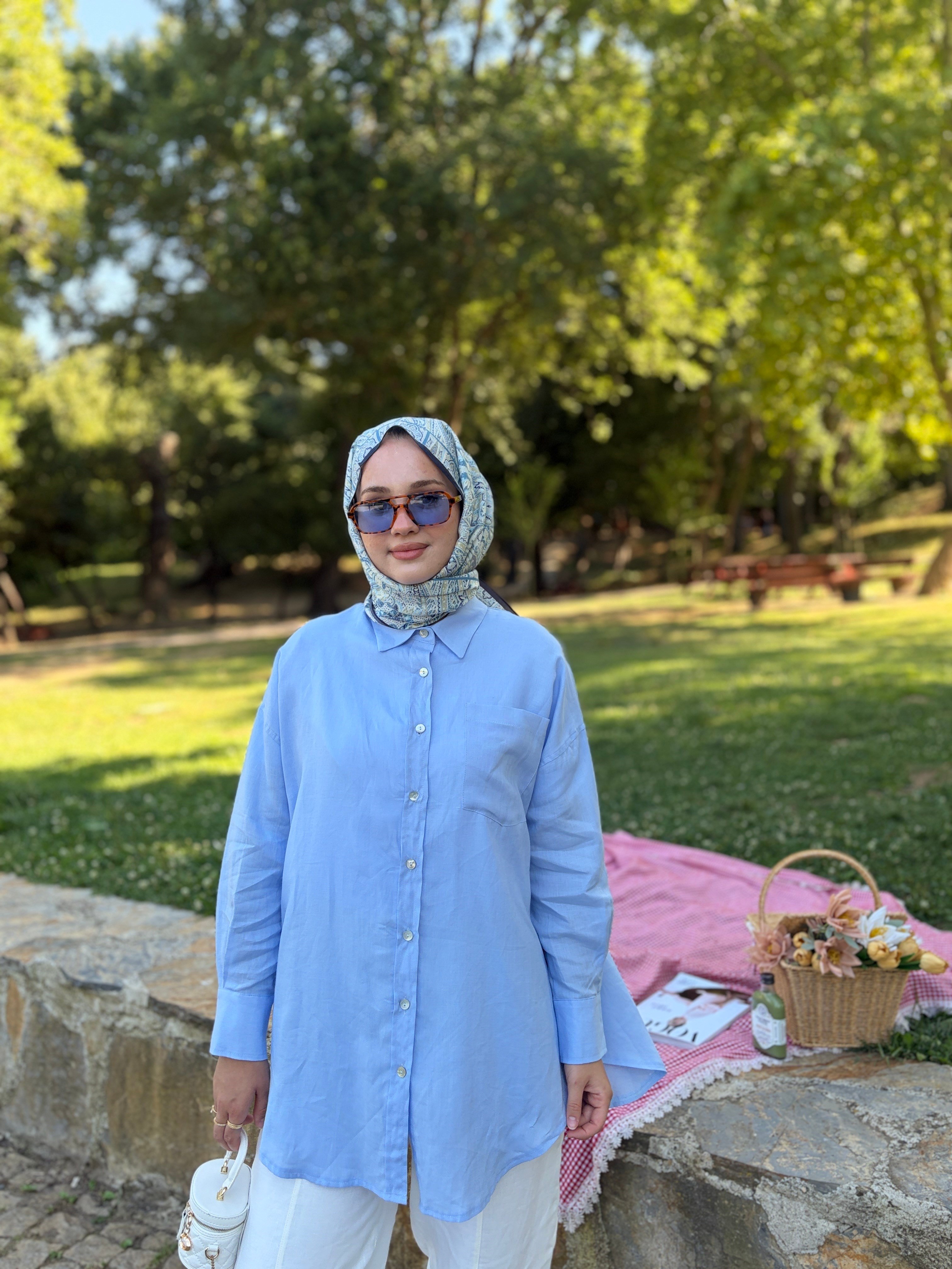 Eliza Keten Gömlek AÇIK MAVİ