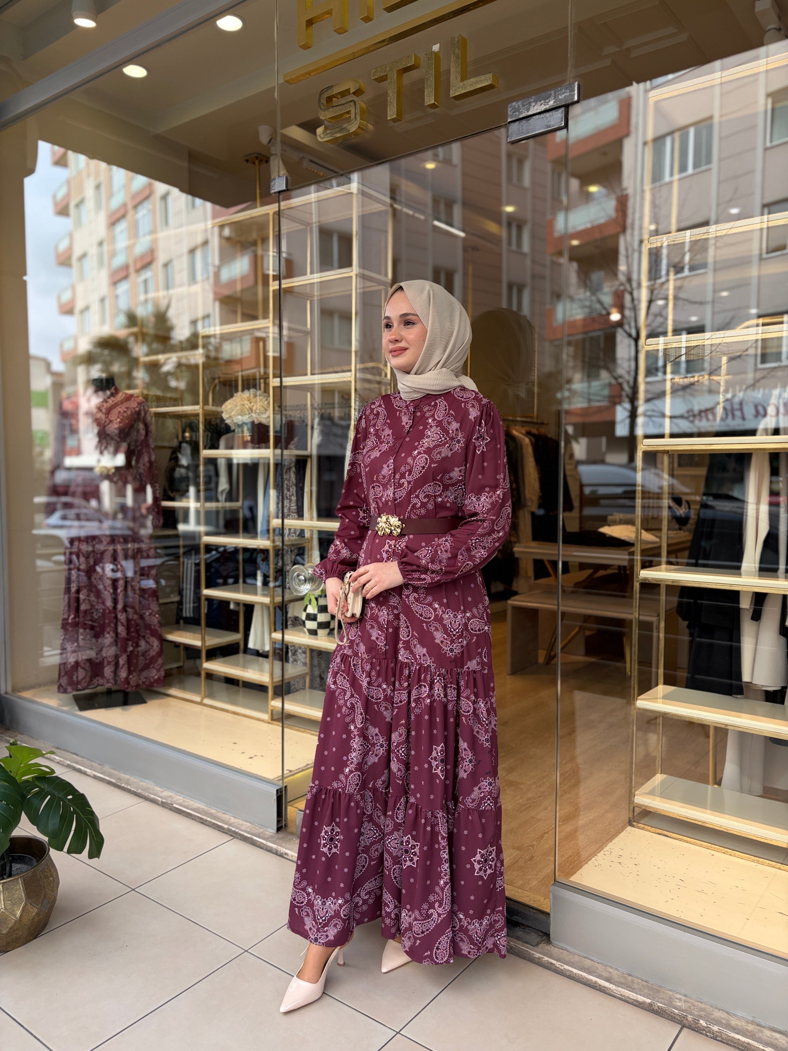 ESTATE ELBİSE BORDO