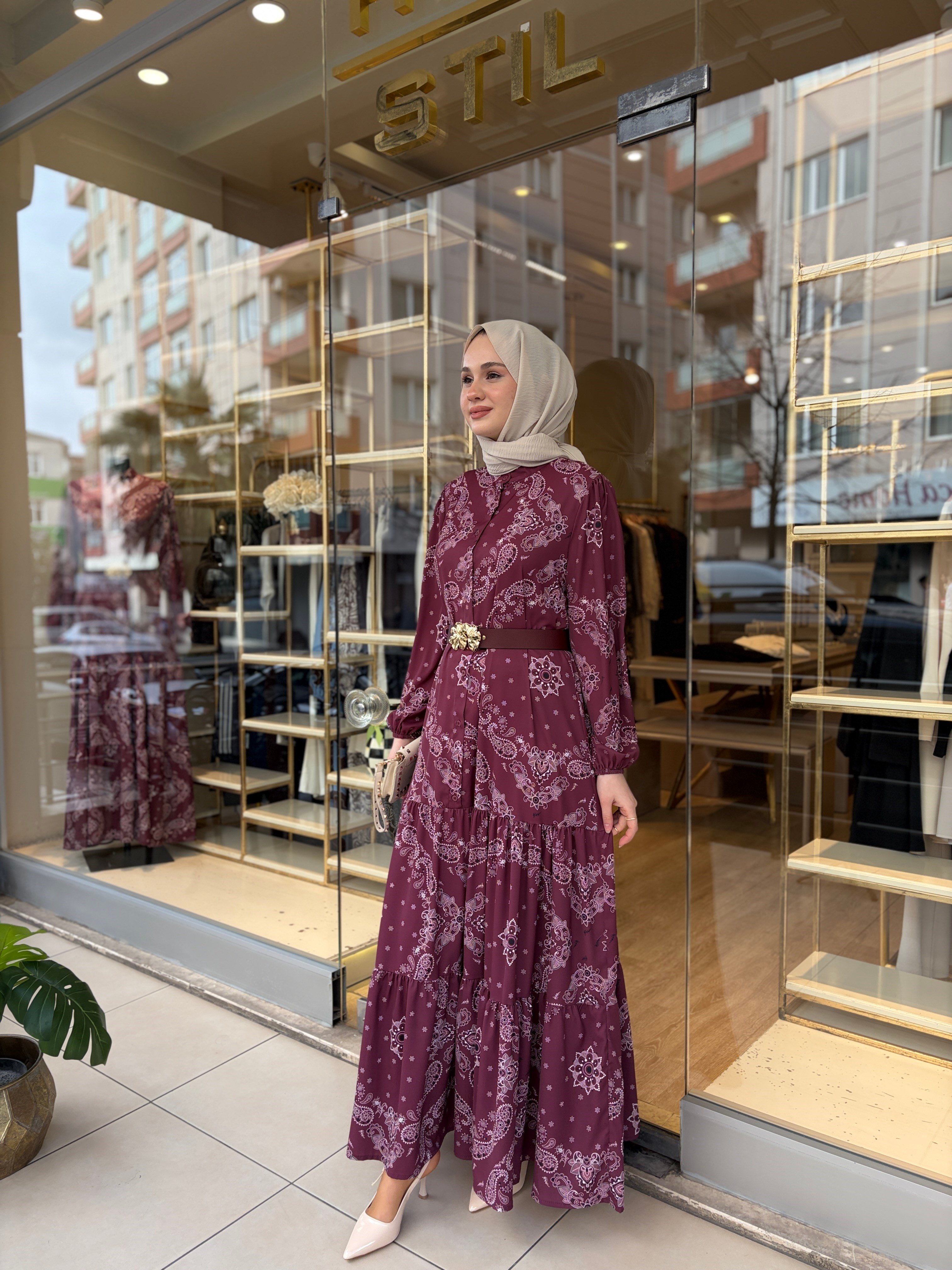 ESTATE ELBİSE BORDO