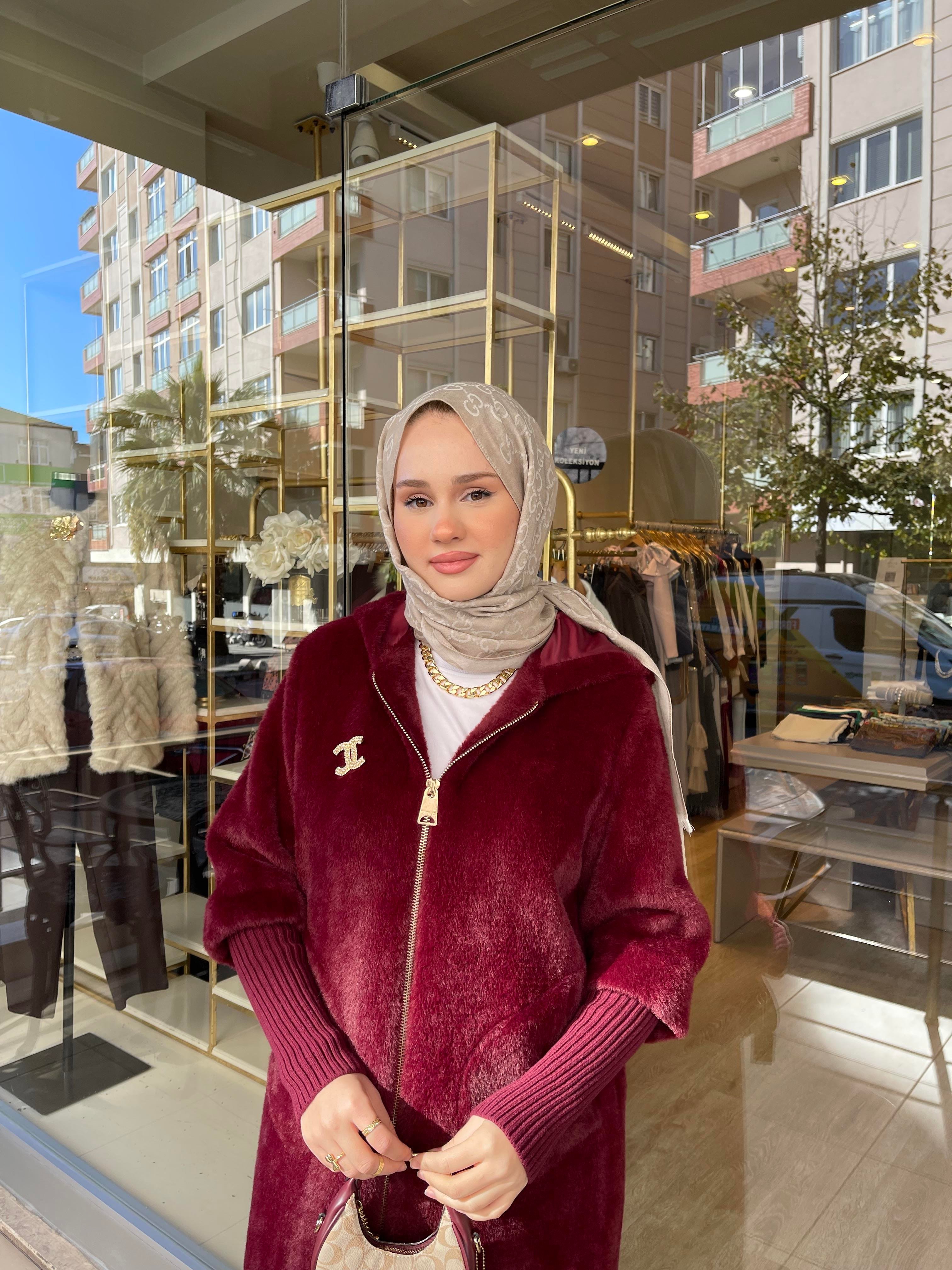 FERMUARLI ANGORA KABAN BORDO