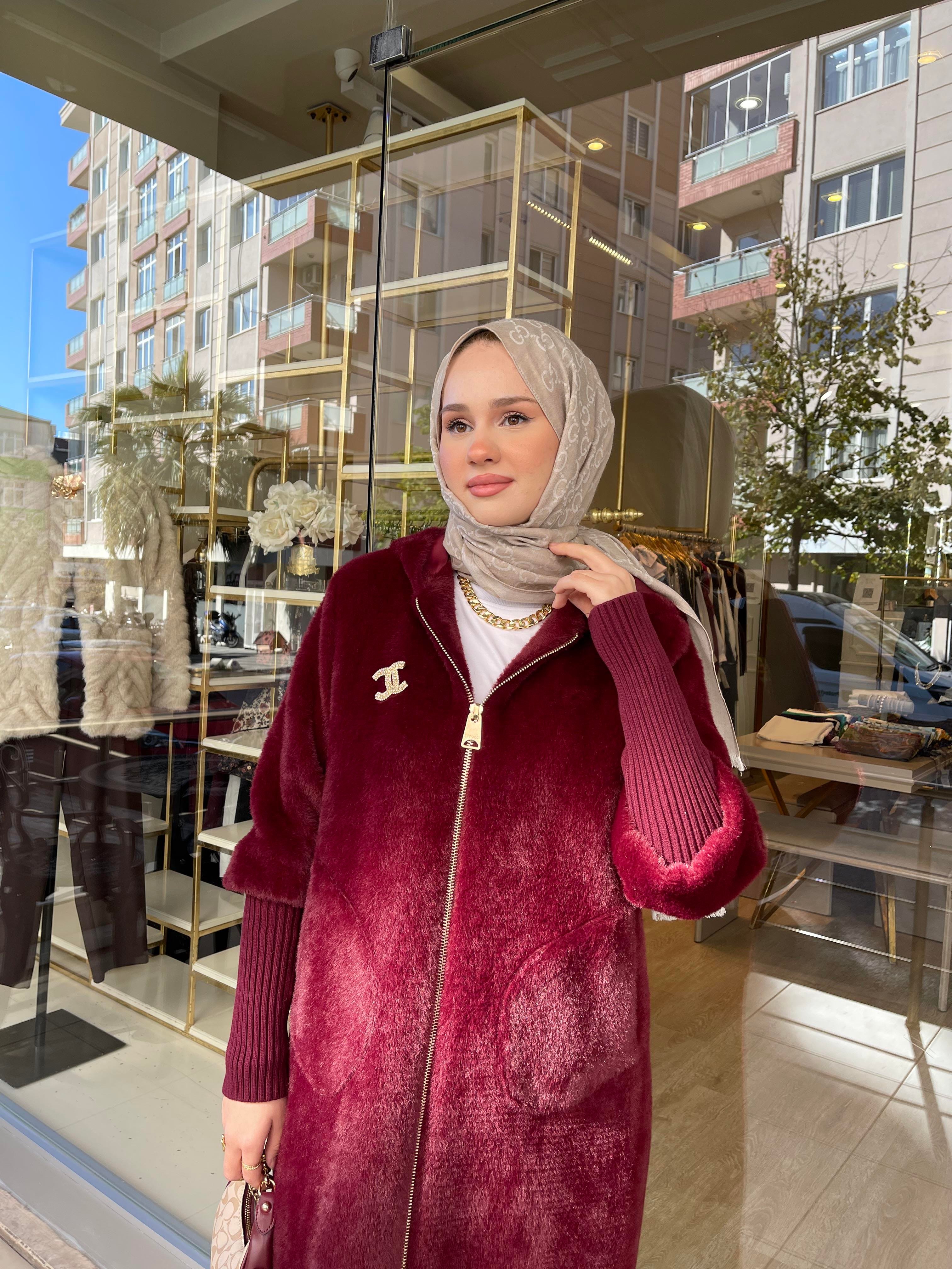 FERMUARLI ANGORA KABAN BORDO