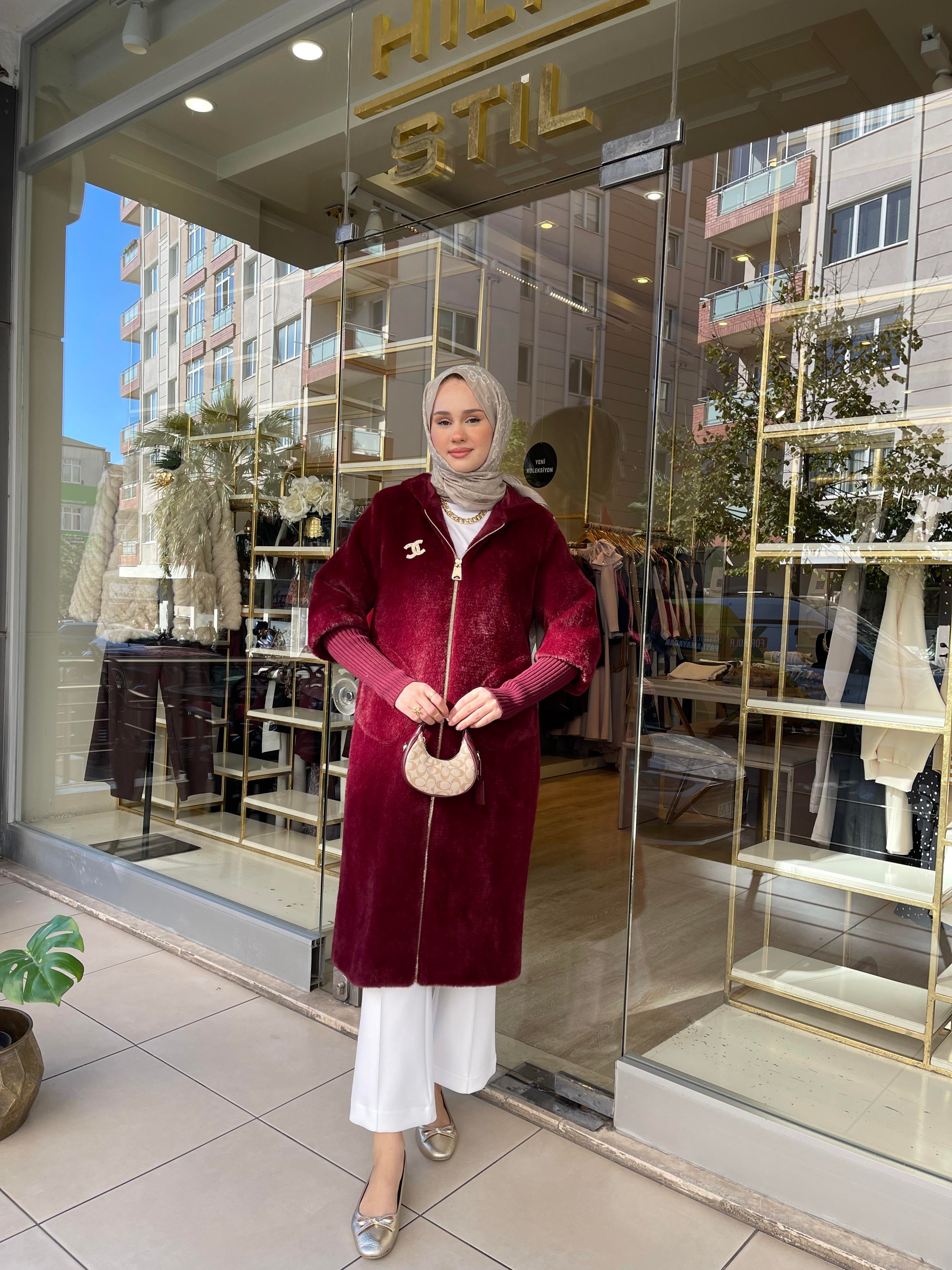 FERMUARLI ANGORA KABAN BORDO