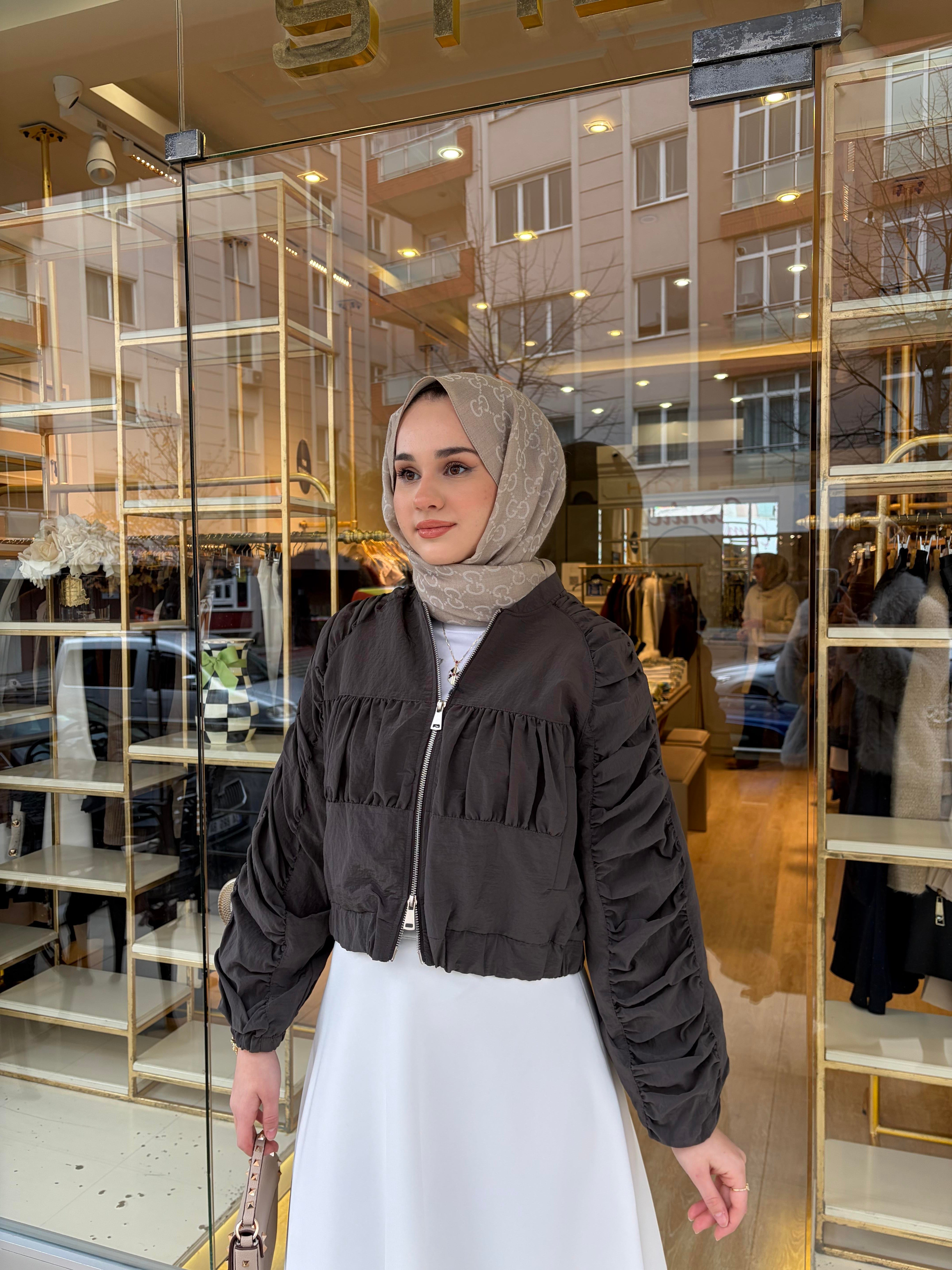 FERMUARLI KAT CEKET GRİ