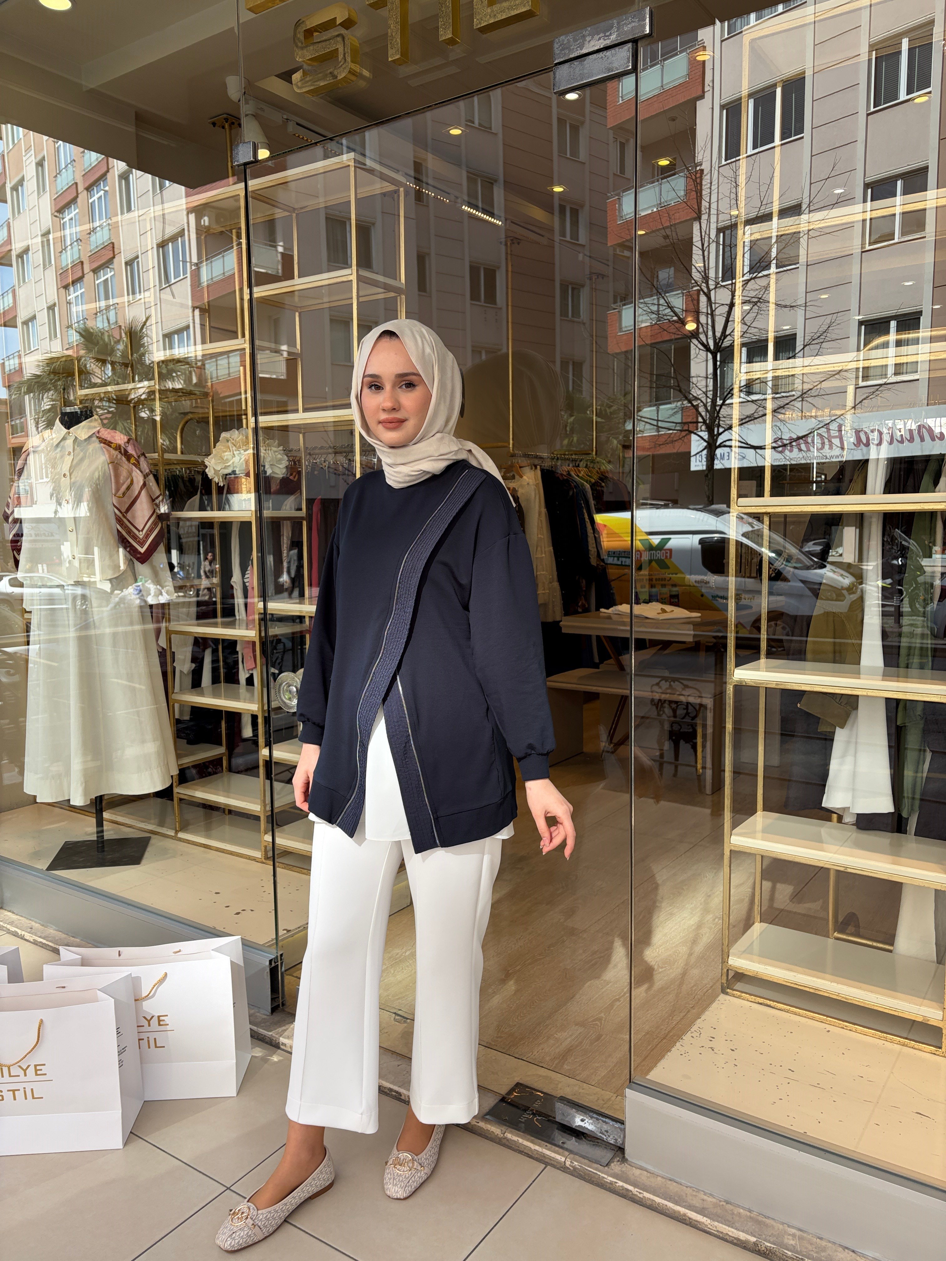 FERMUARLI SWEAT LACİVERT