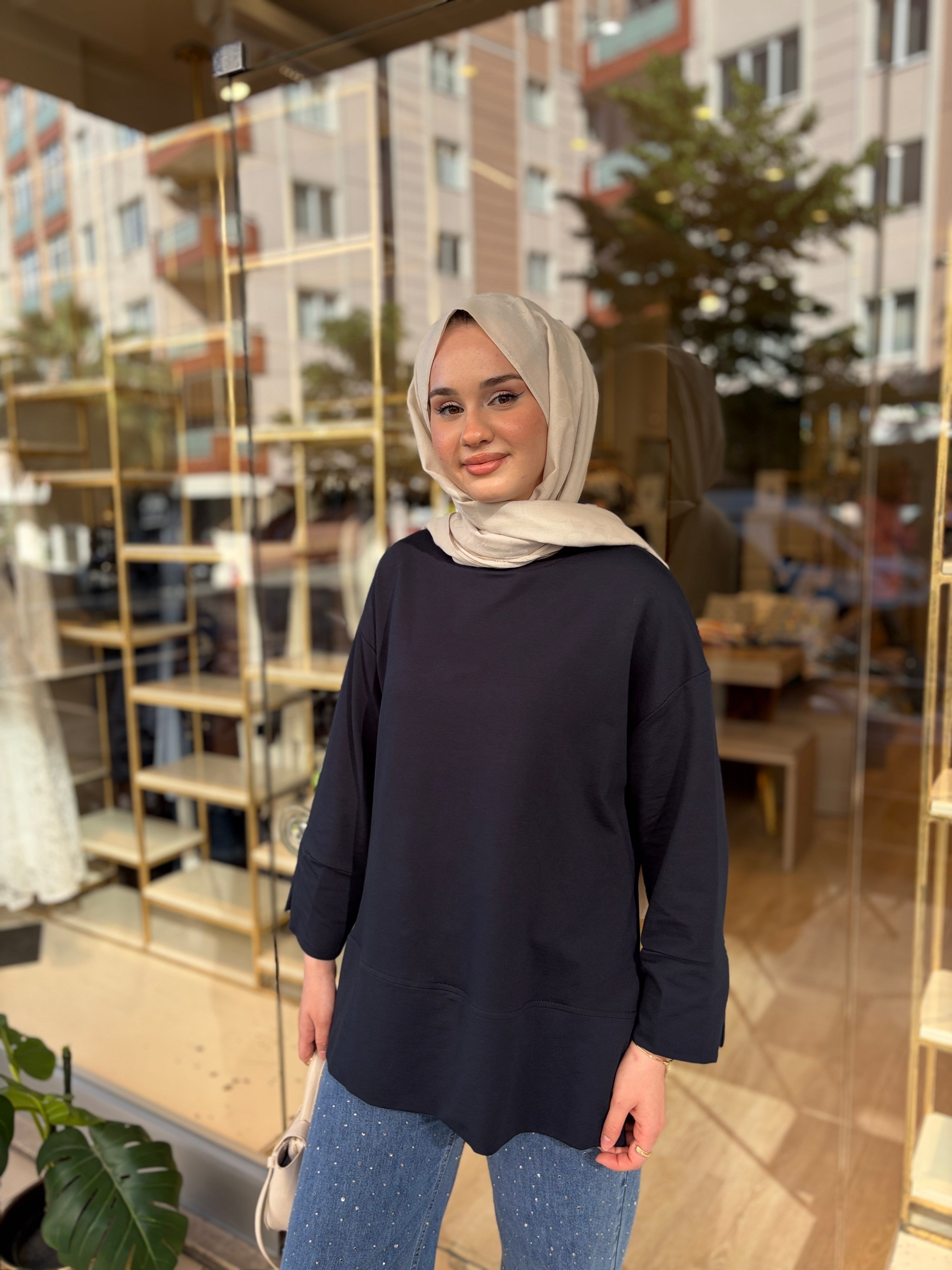 İKİ İP YIRTMAÇLI SWEAT LACİVERT