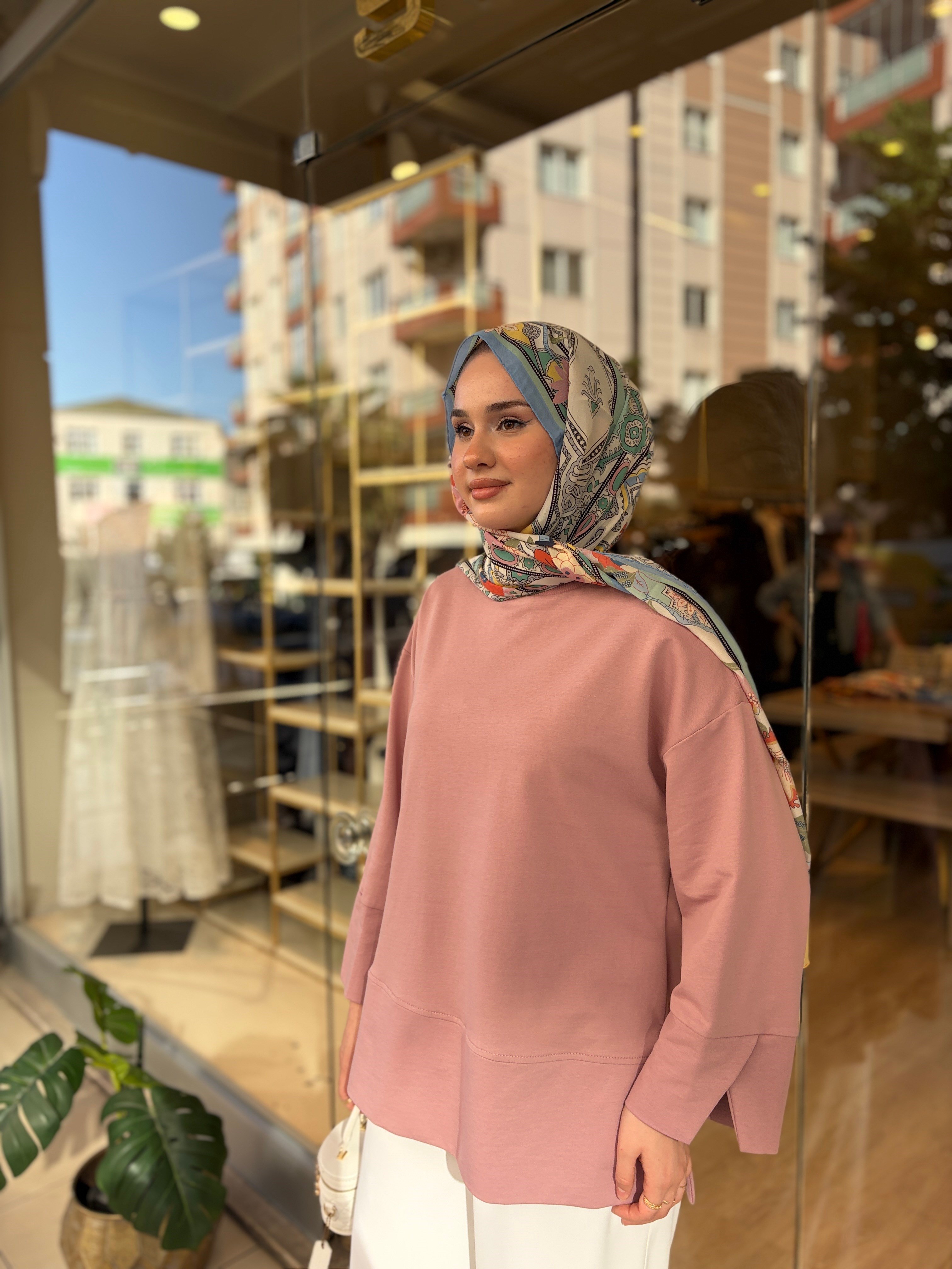 İKİ İP YIRTMAÇLI SWEAT PEMBE 