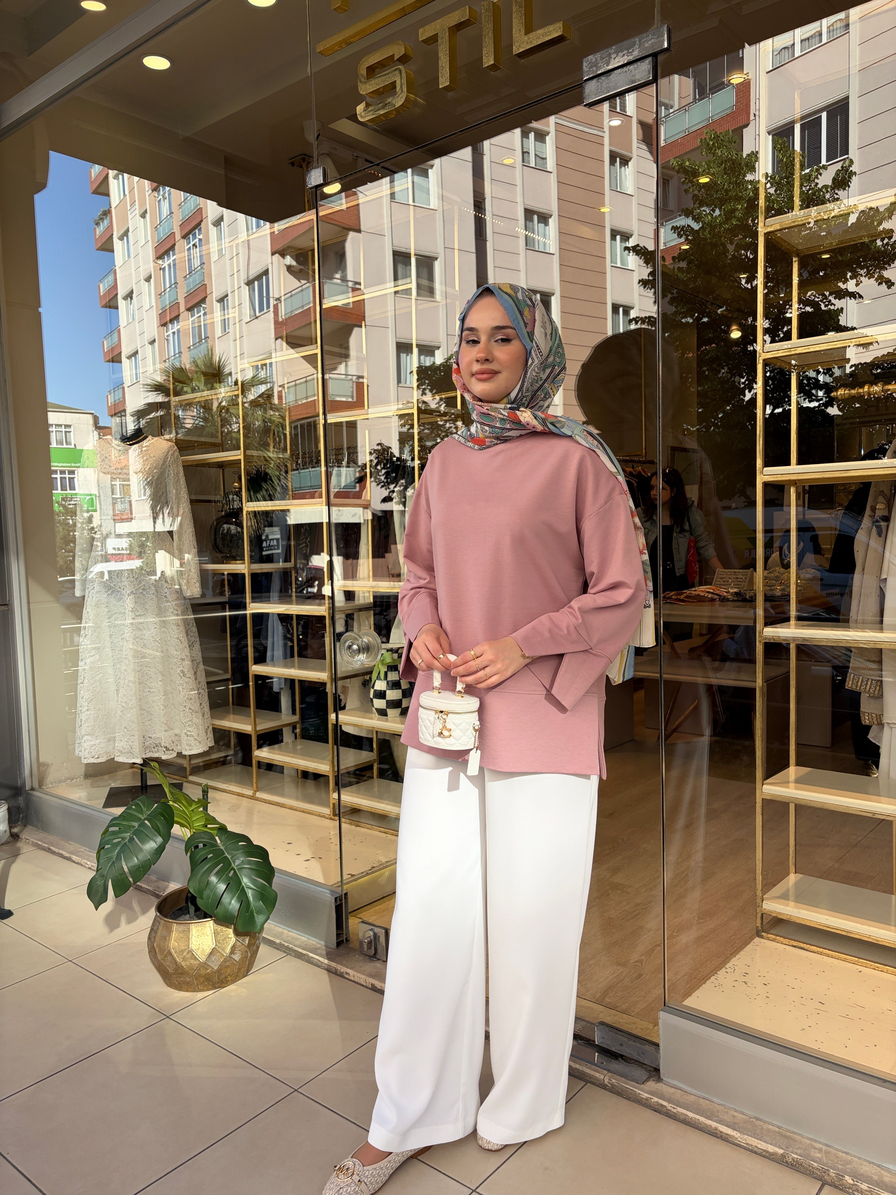 İKİ İP YIRTMAÇLI SWEAT PEMBE 