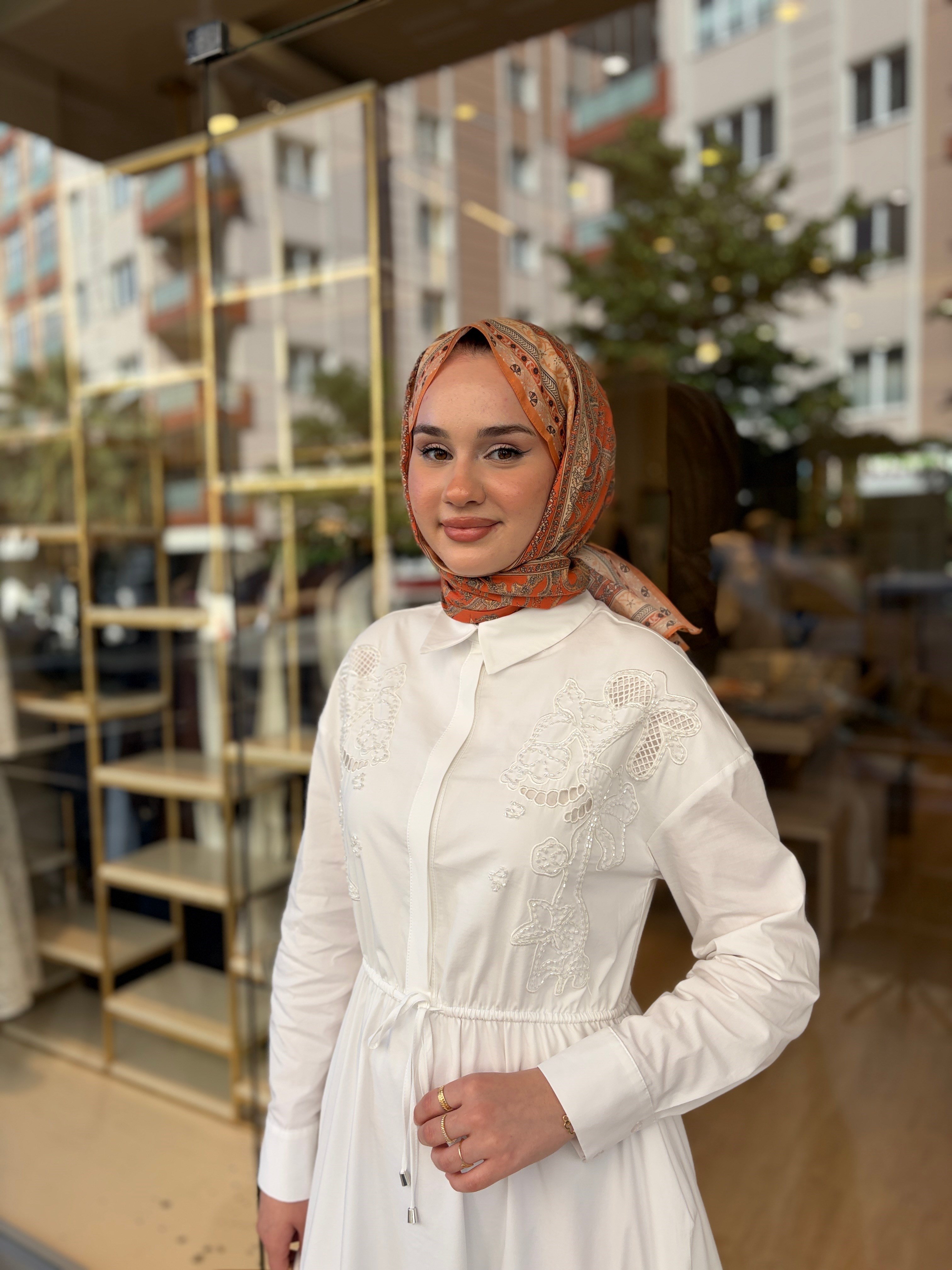 İVORY FLOM DRESS ELBİSE EKRU