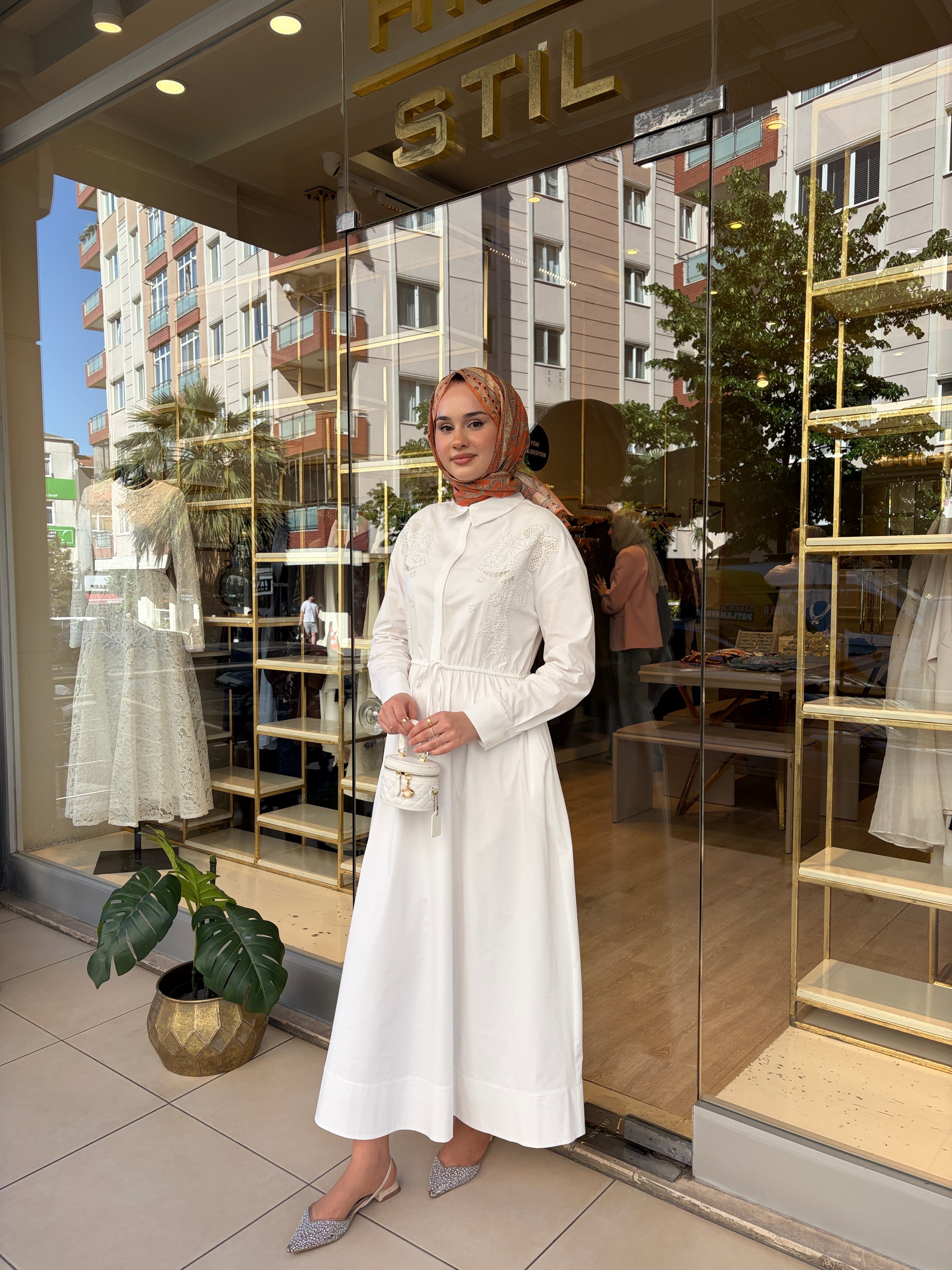 İVORY FLOM DRESS ELBİSE EKRU