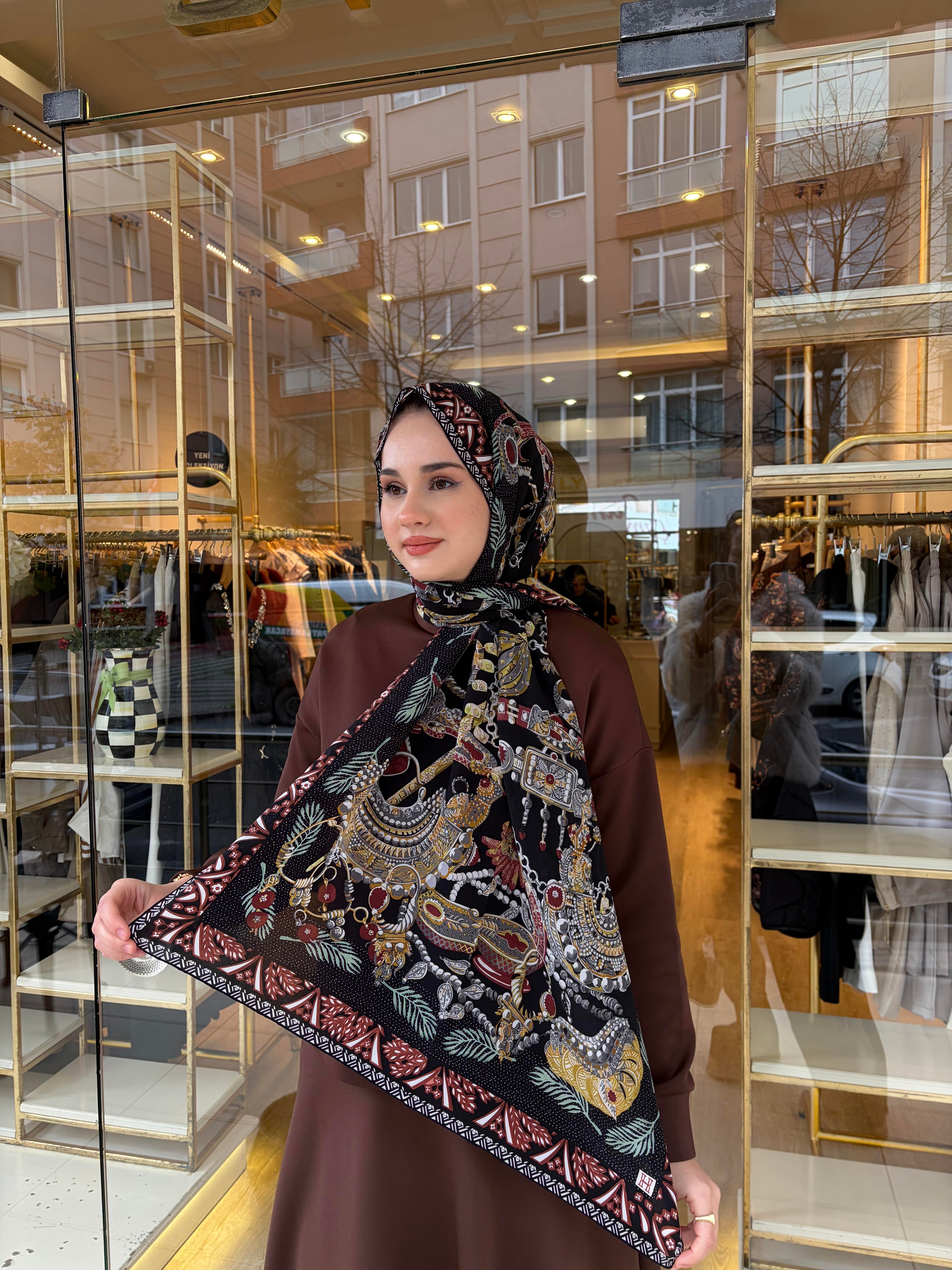 KREP İPEK ŞAL BLACK CROWN 