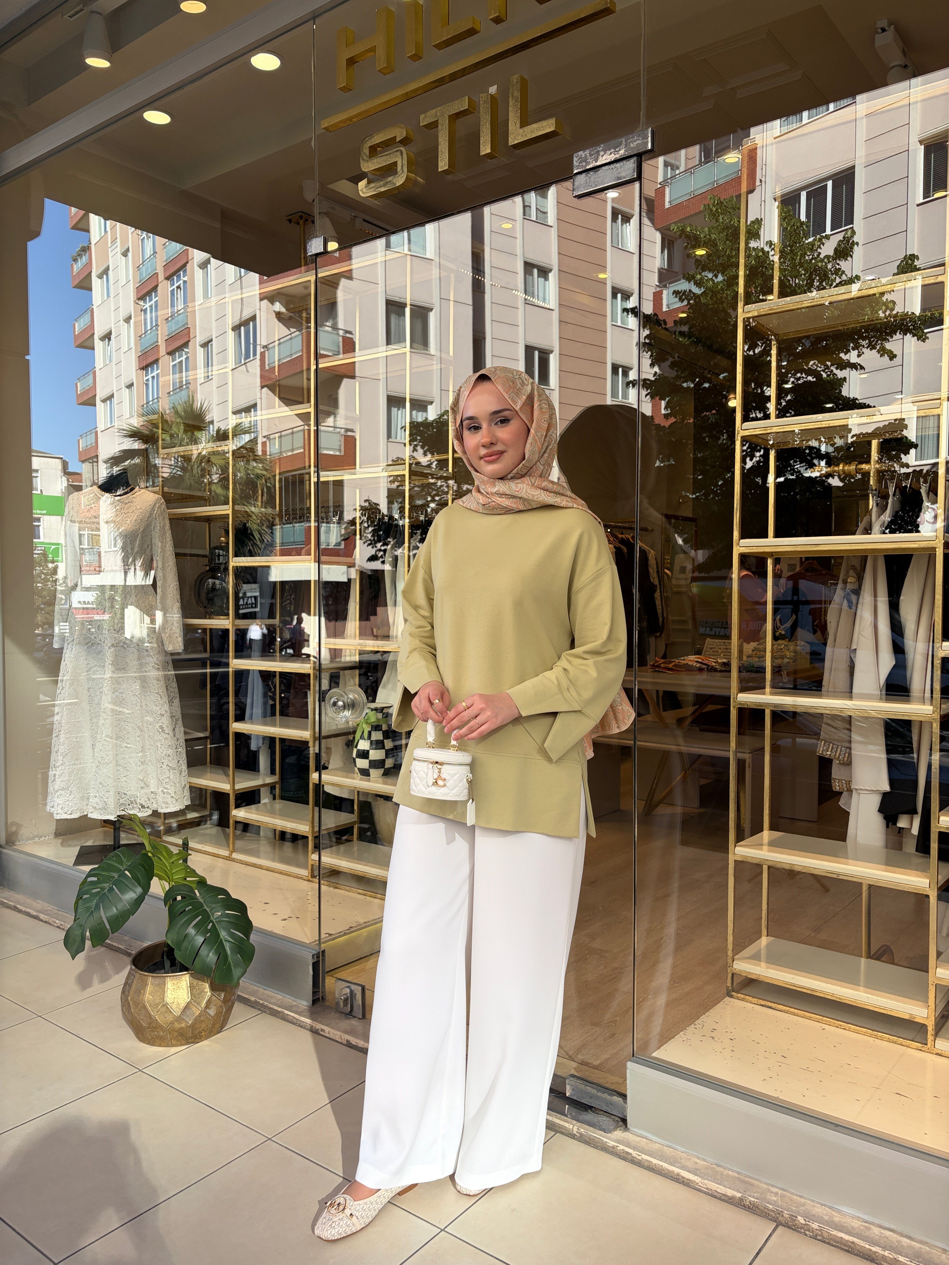 LASTİKLİ KREP PANTOLON BEYAZ 