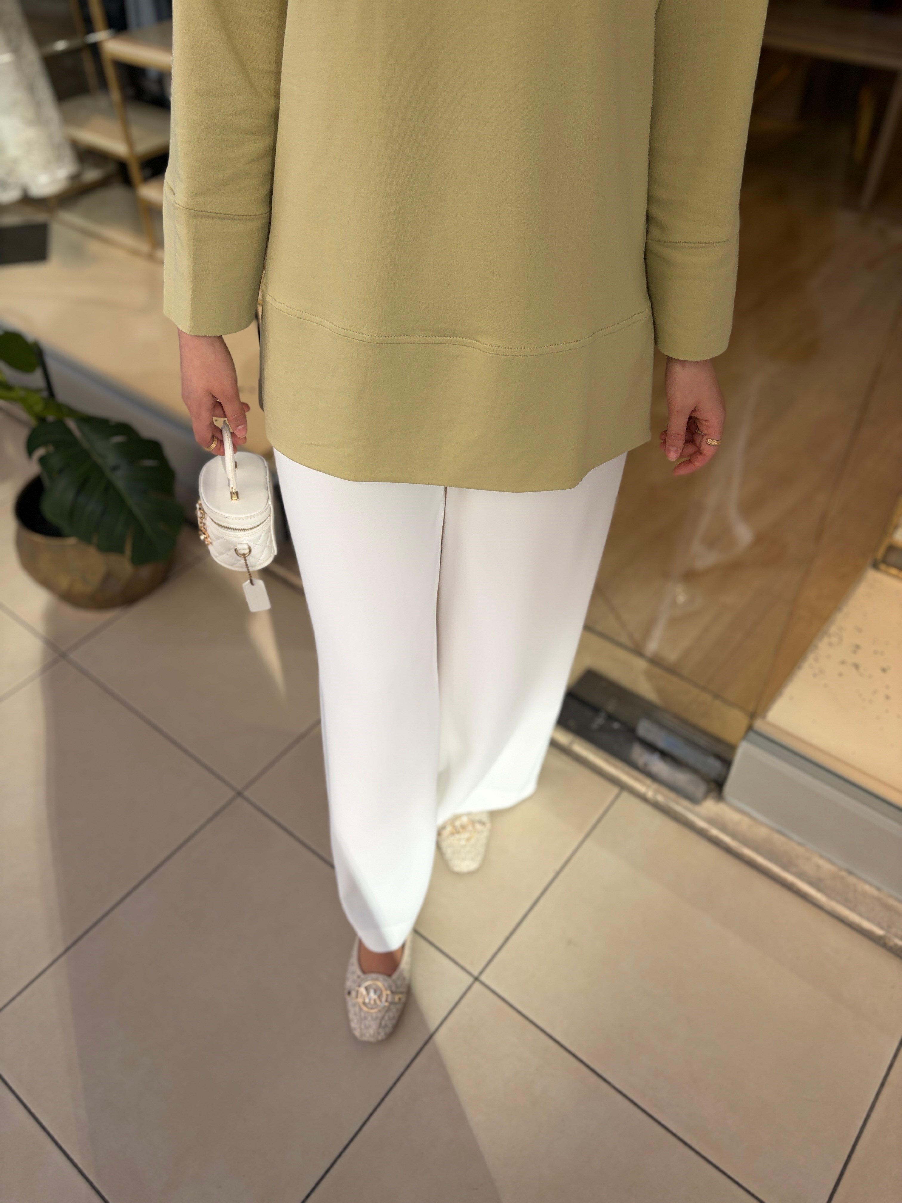 LASTİKLİ KREP PANTOLON BEYAZ 