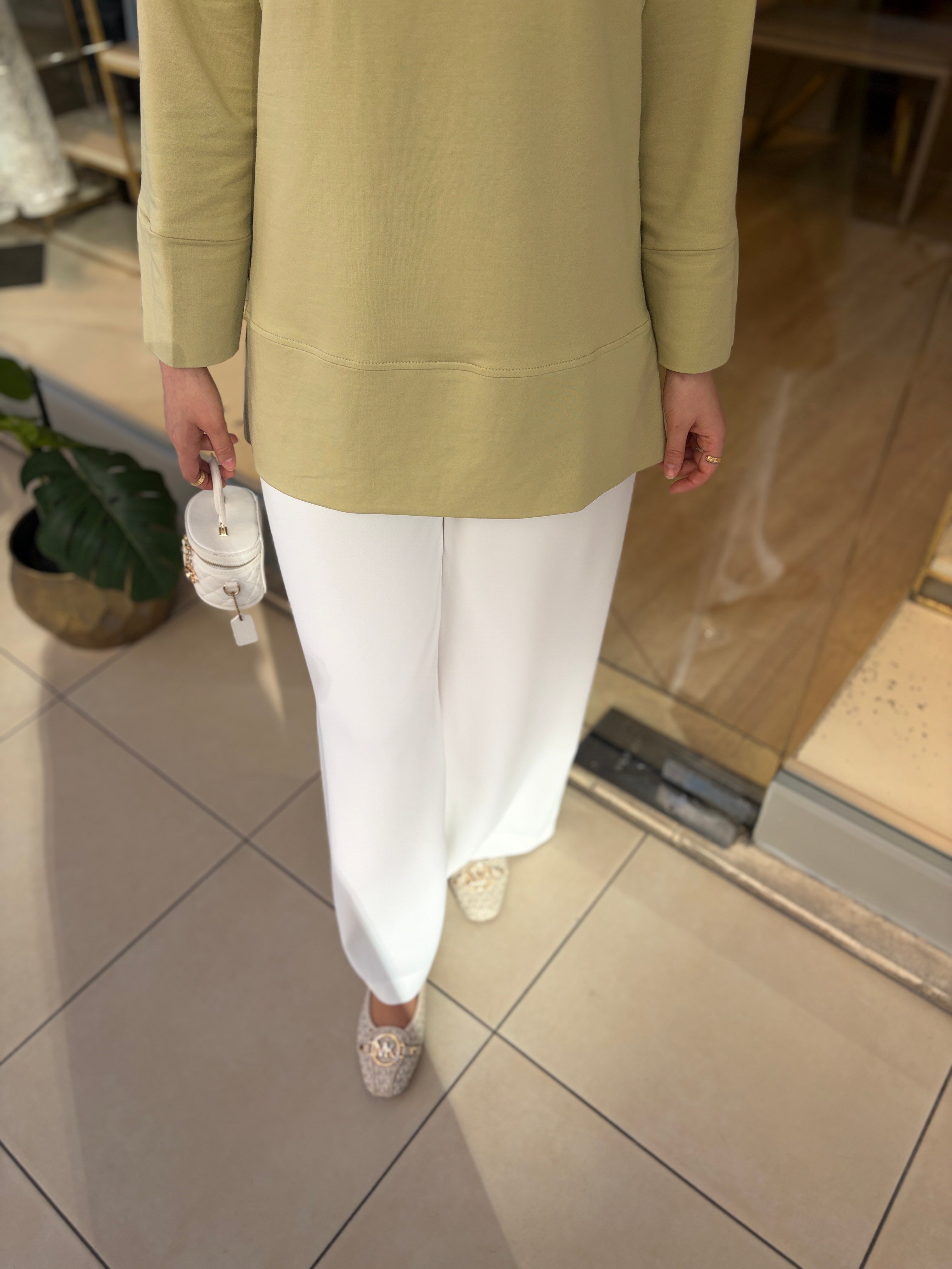 LASTİKLİ KREP PANTOLON BEYAZ 