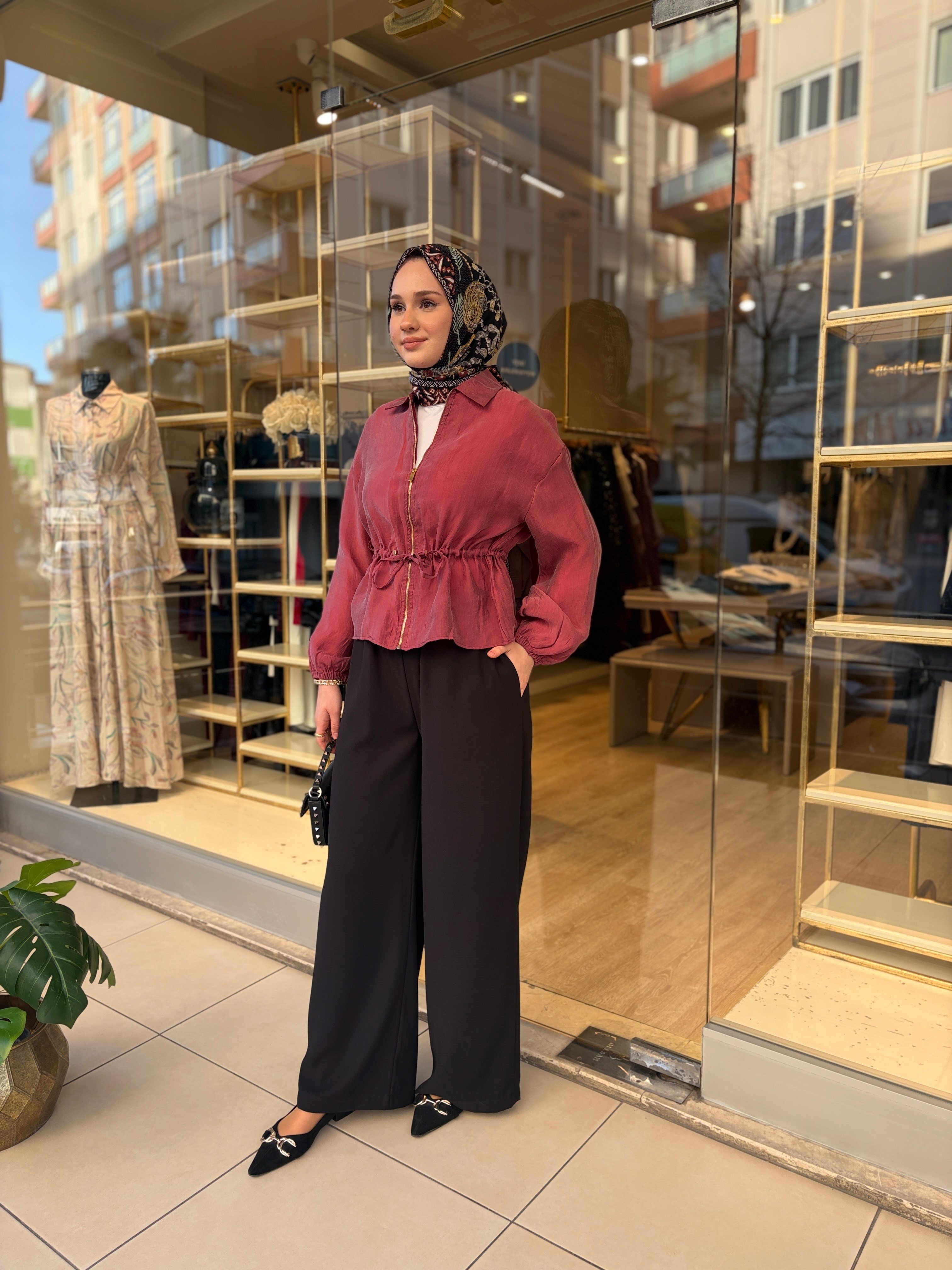 LASTİKLİ KREP PANTOLON SİYAH