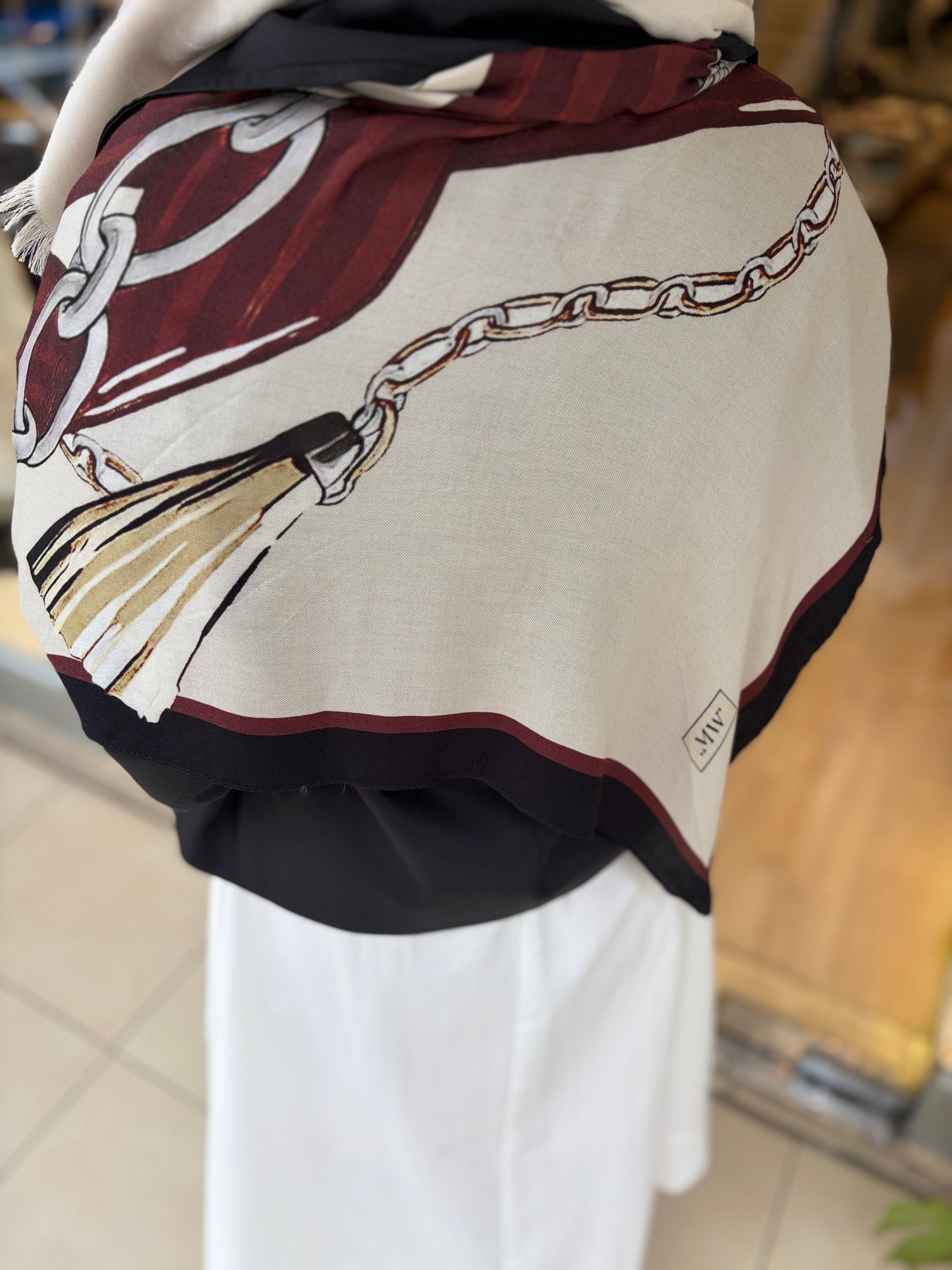MYRA OMUZ ŞALI BORDO 