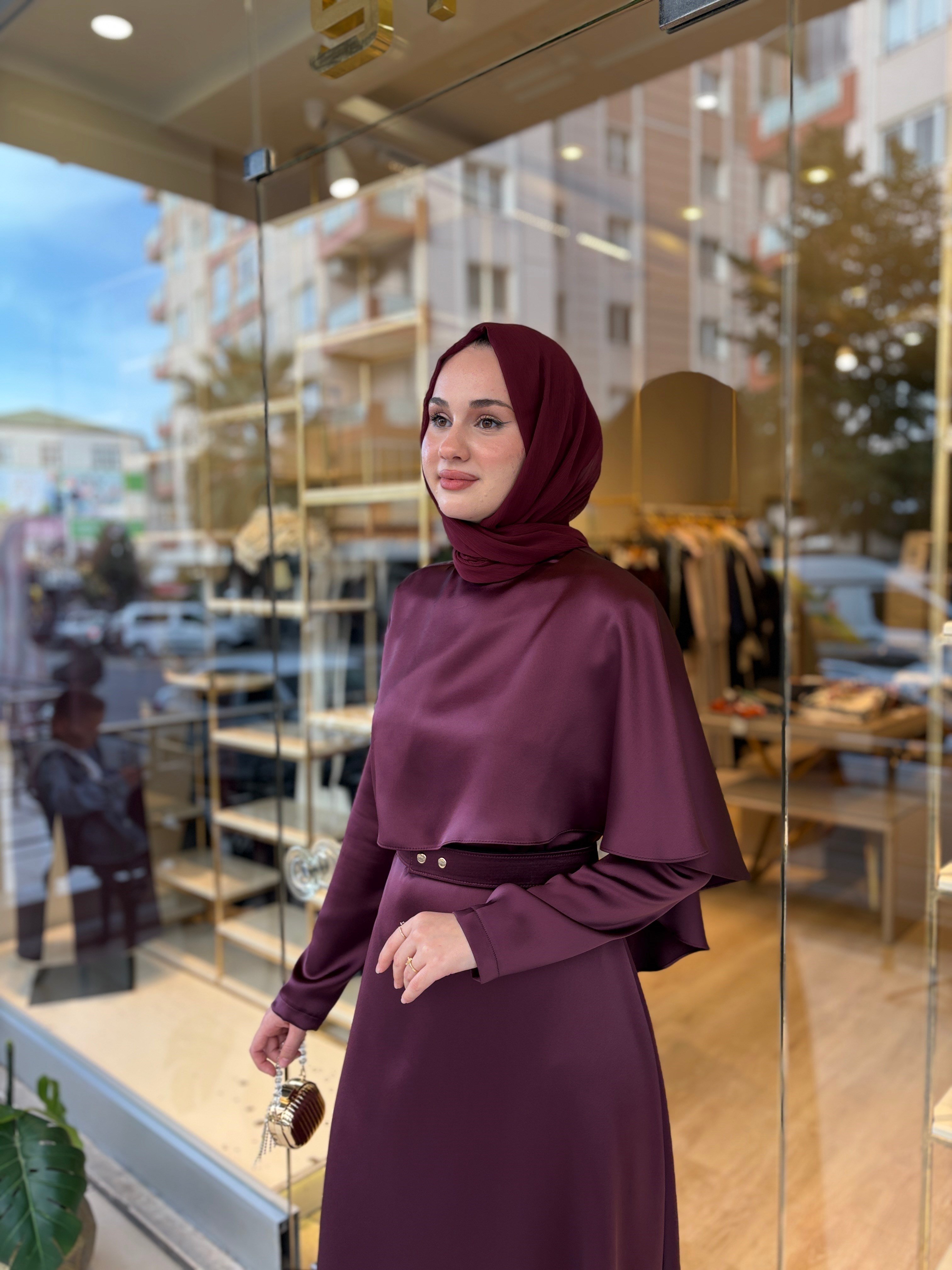 NUSS 2043 SATEN ELBİSE MÜRDÜM