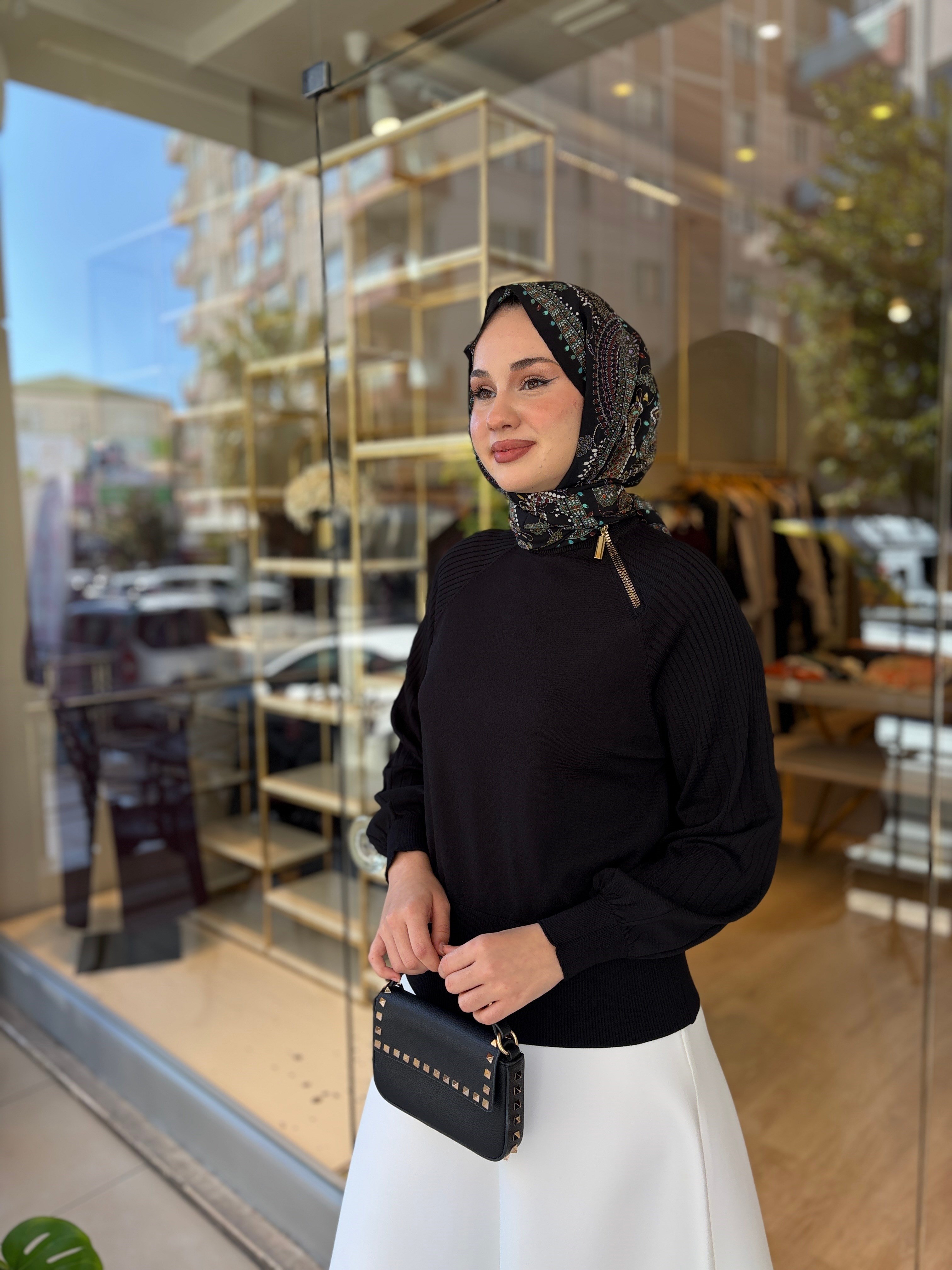 NUSS 205 FERMUARLI TUNİK SİYAH