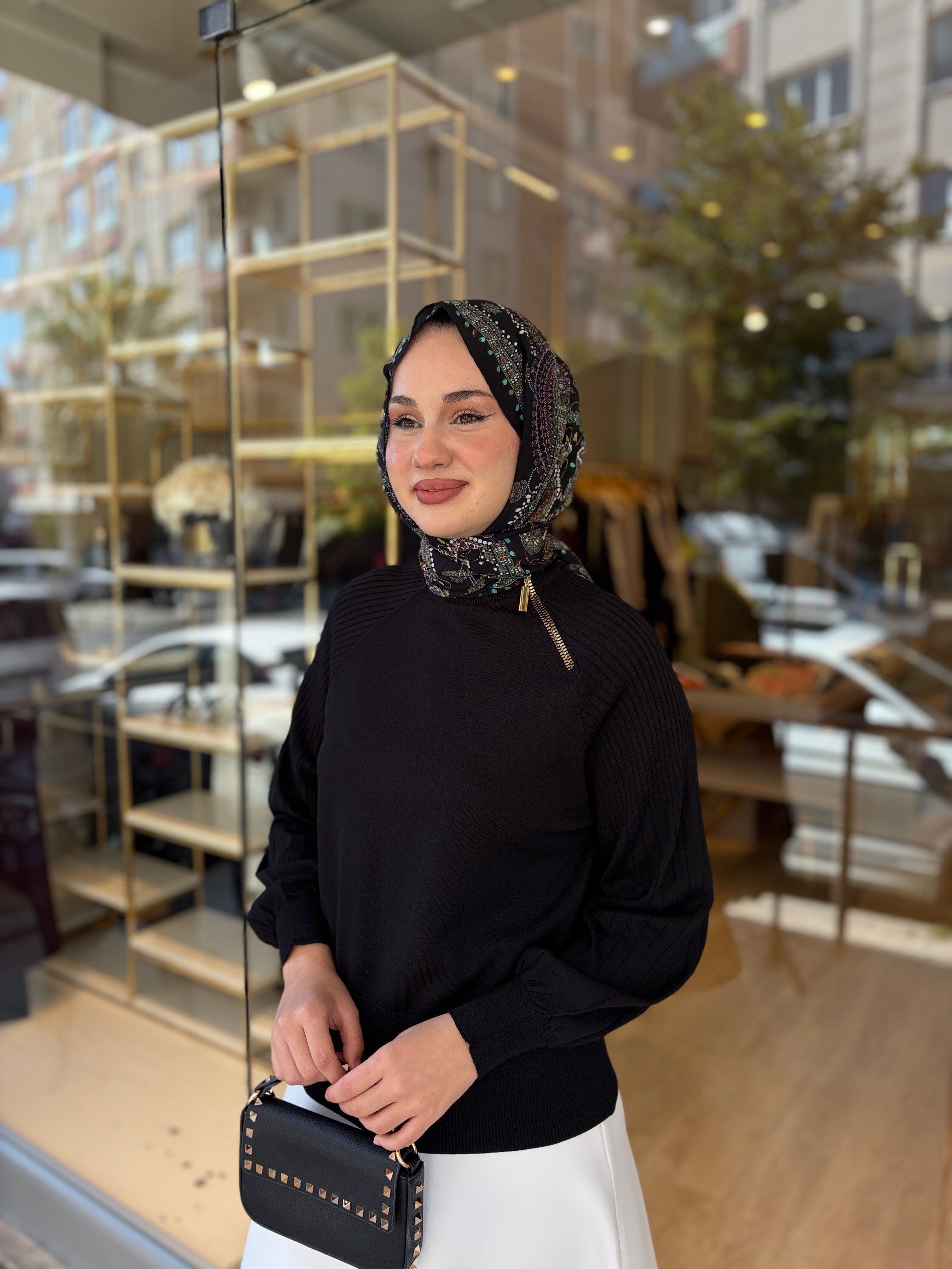 NUSS 205 FERMUARLI TUNİK SİYAH