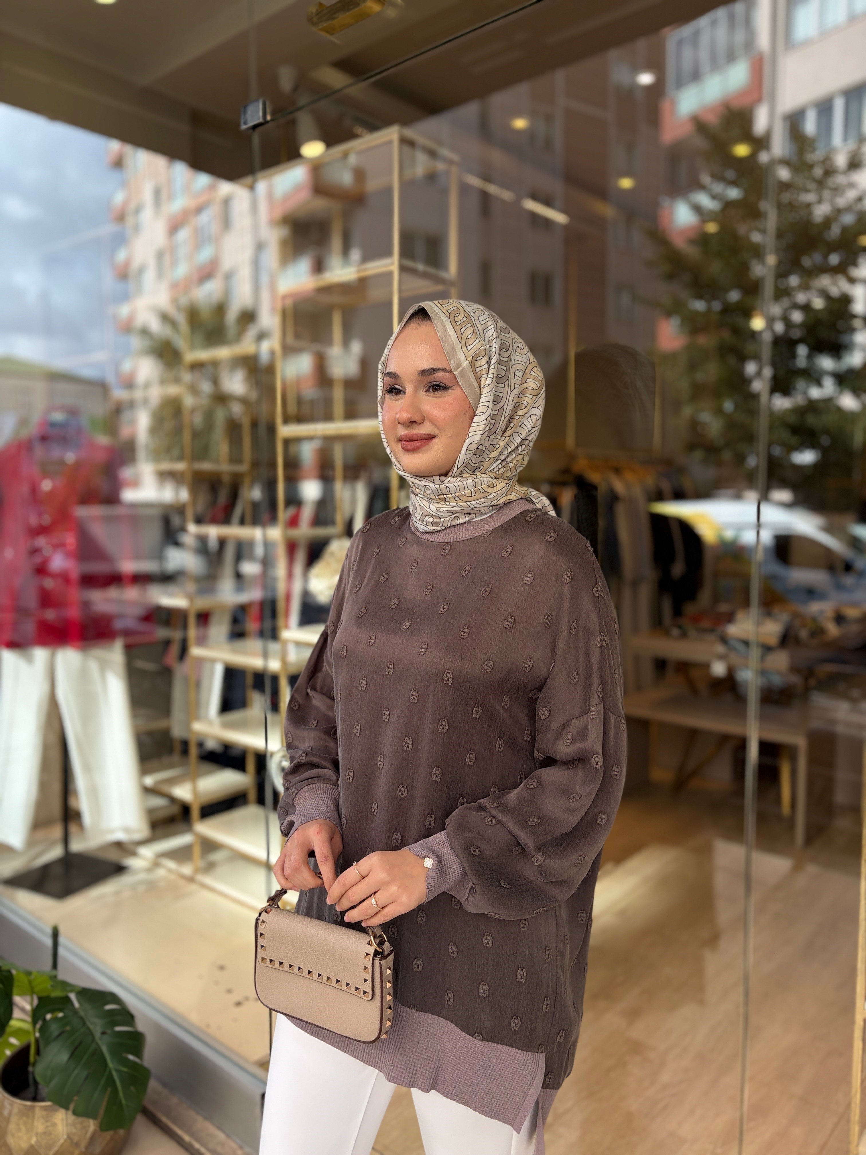 NUSS 3043 İPEK KUPRA VEGAN TUNİK VİZON