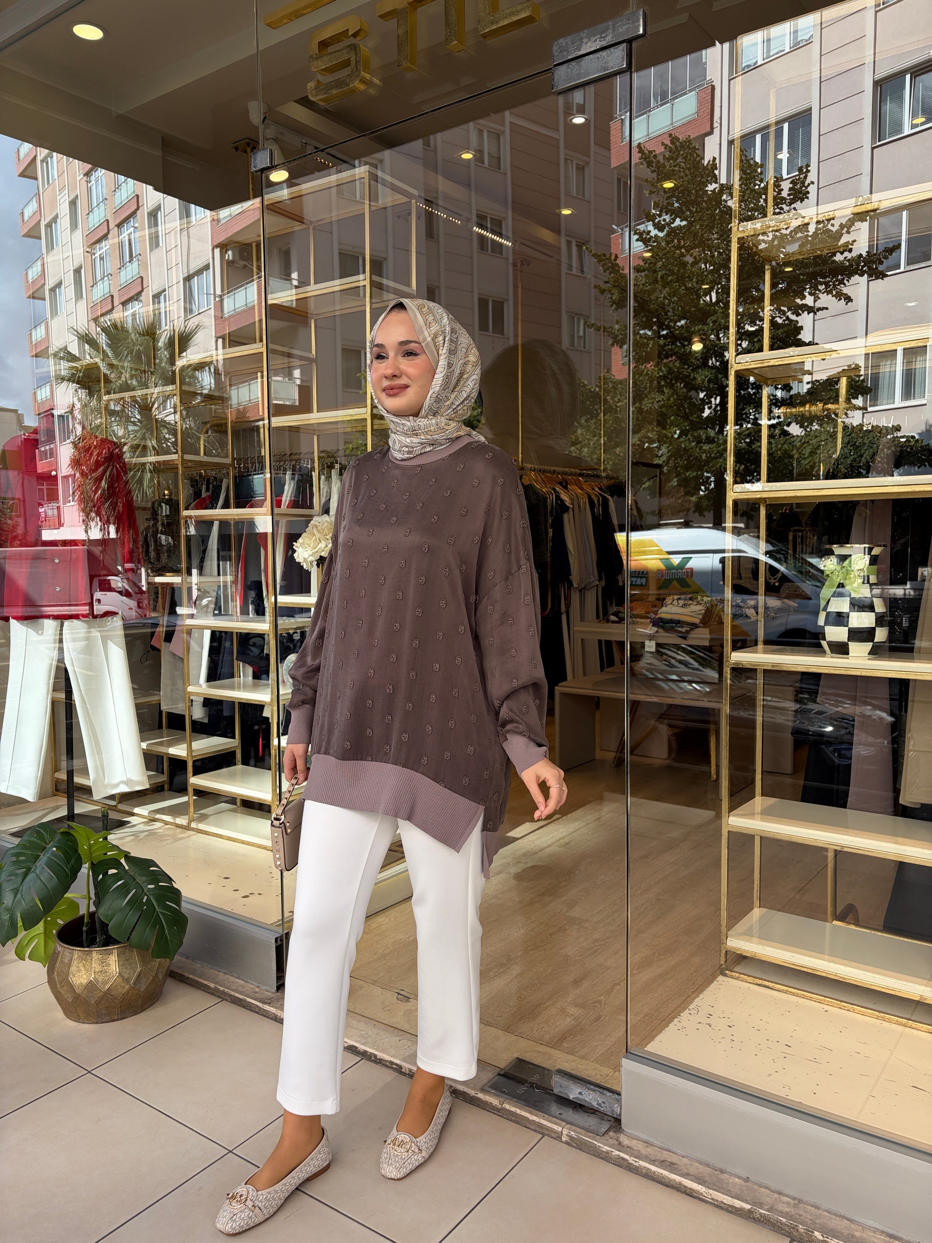 NUSS 3043 İPEK KUPRA VEGAN TUNİK VİZON