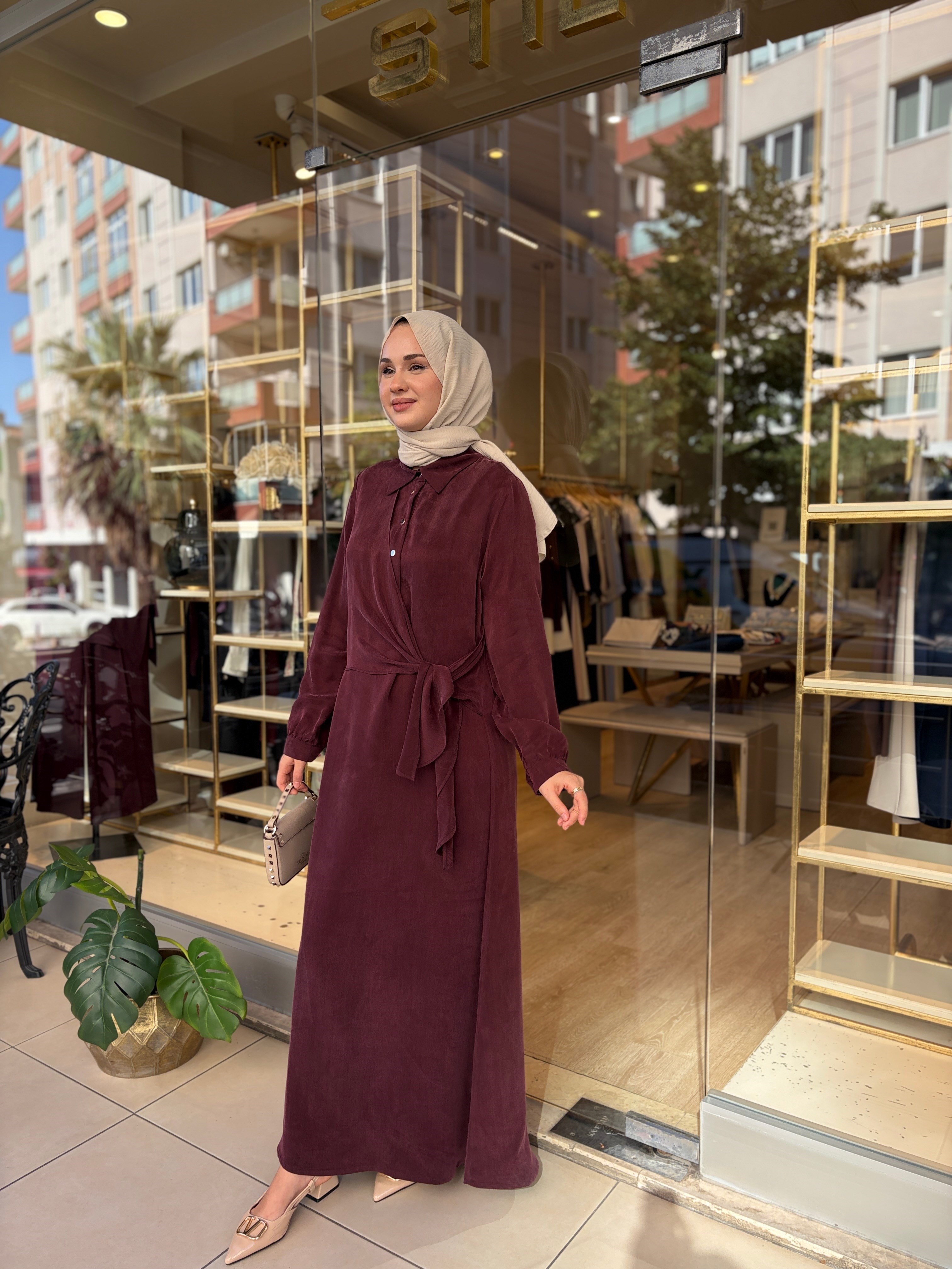 NUSS BAMBU ELBİSE MÜRDÜM 