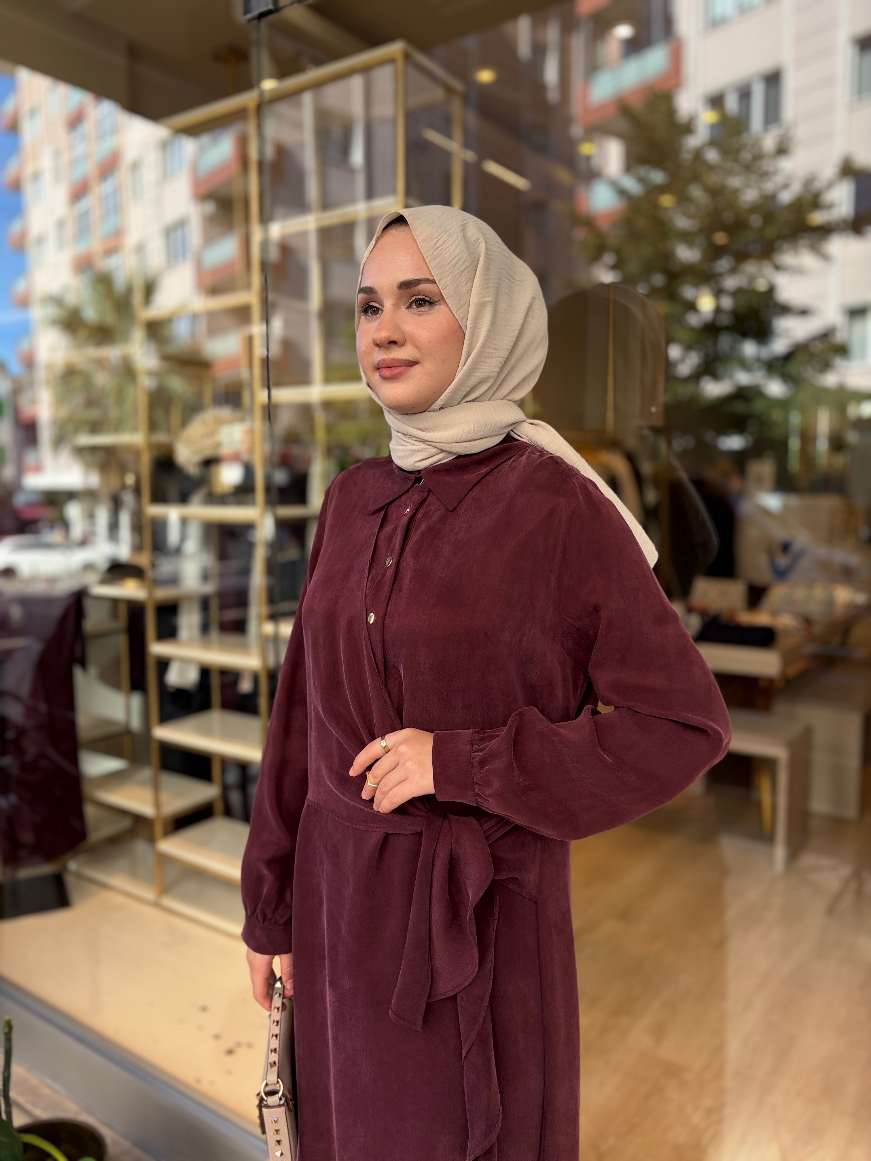NUSS BAMBU ELBİSE MÜRDÜM 