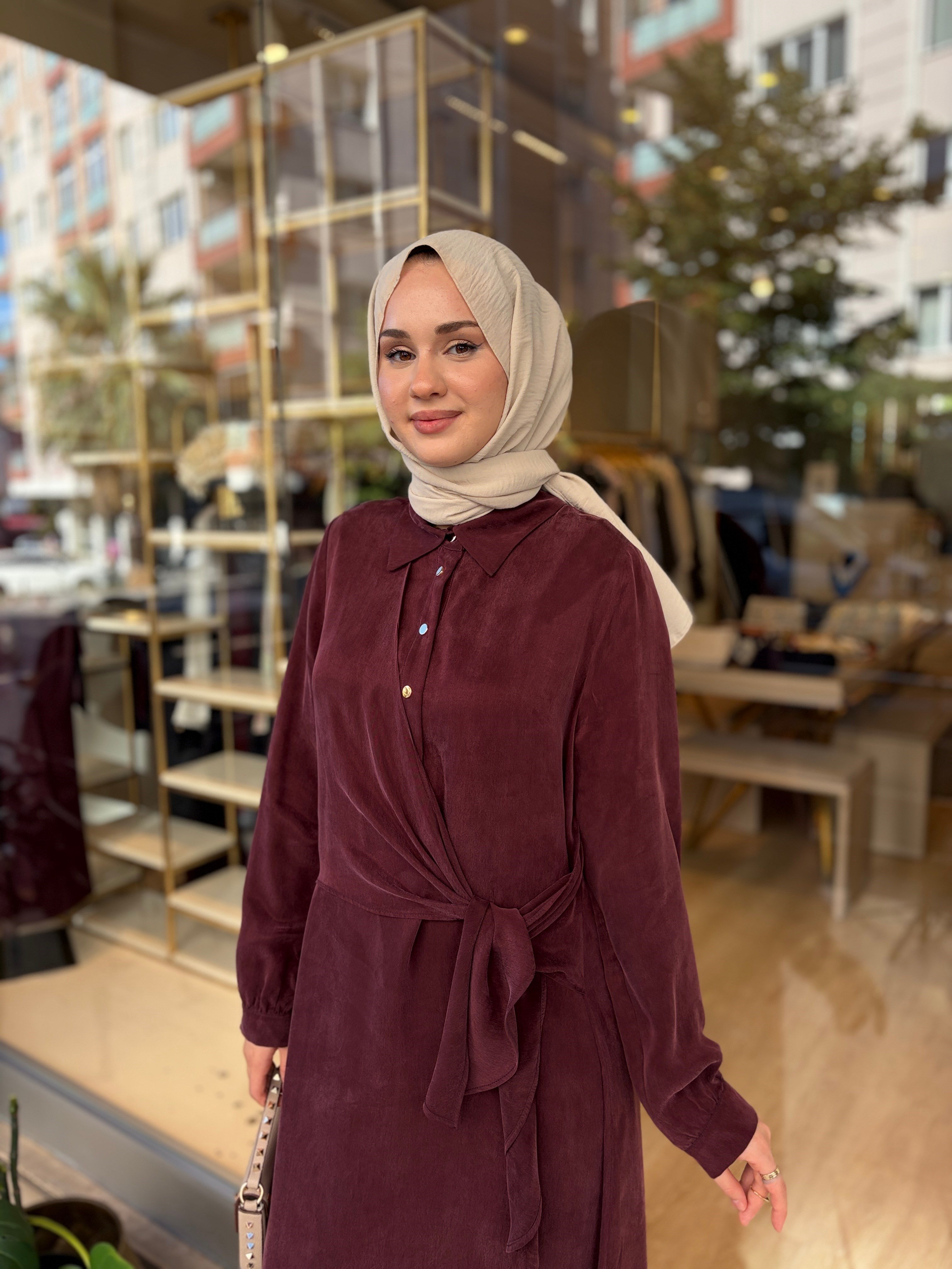 NUSS BAMBU ELBİSE MÜRDÜM 