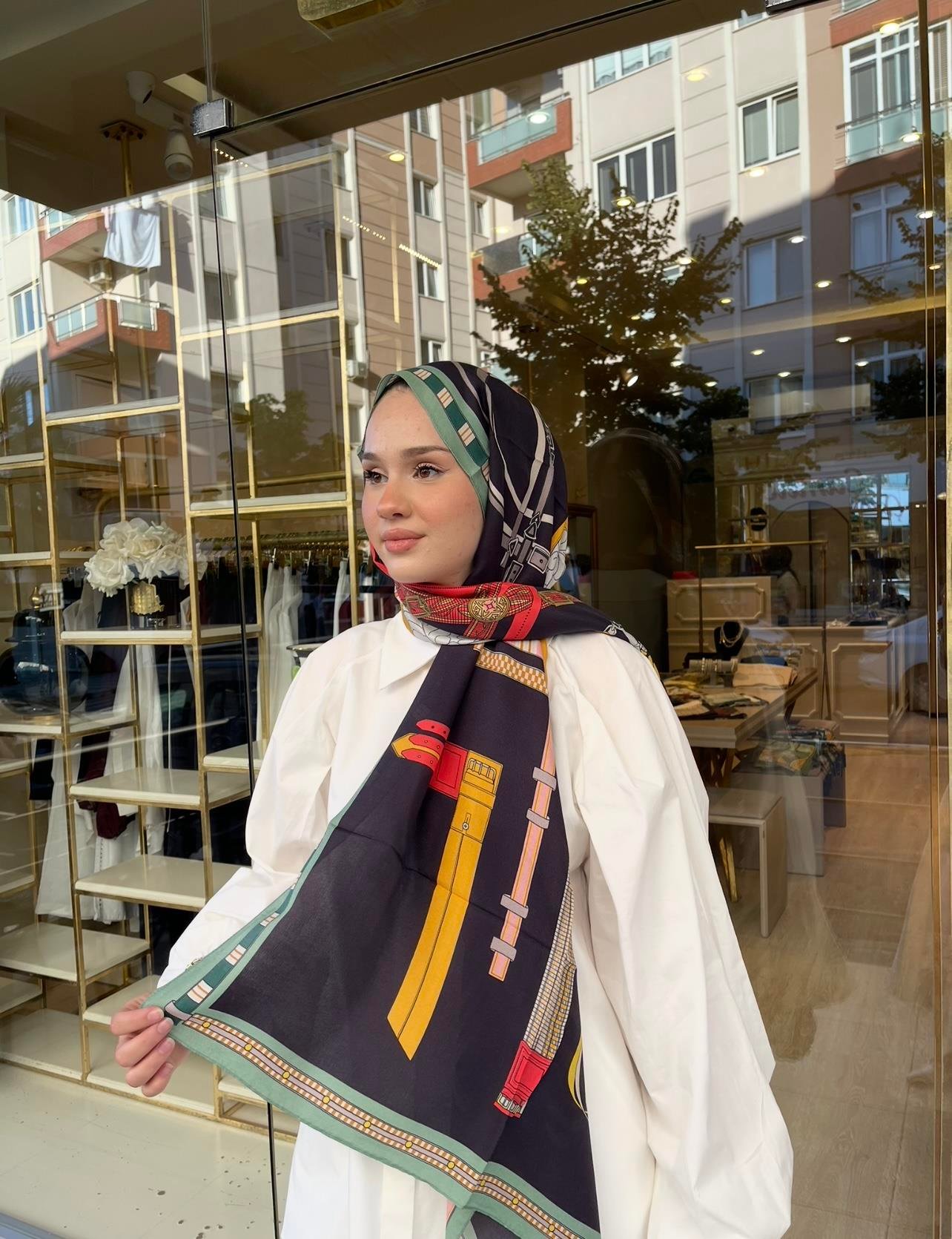 PAMUK İPEK ŞAL LACİVERT