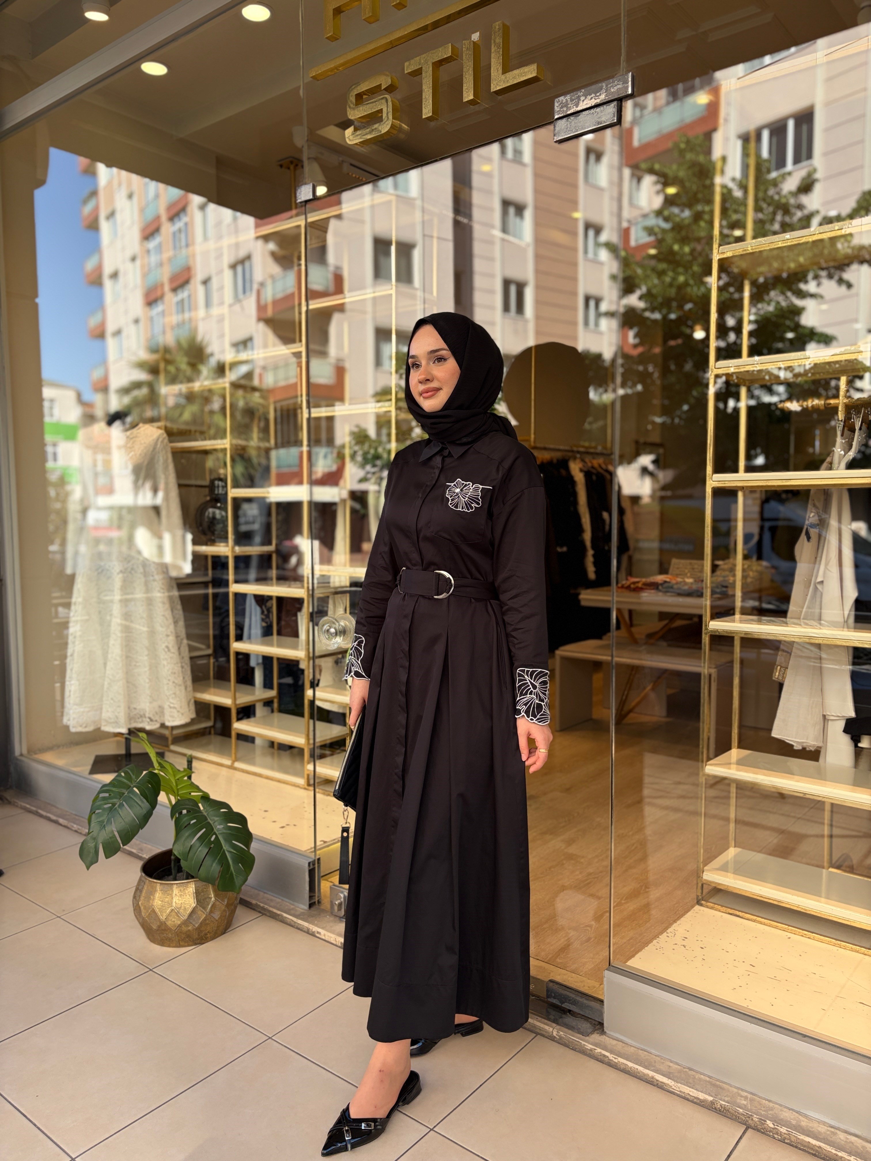 PERLA ELBİSE SİYAH
